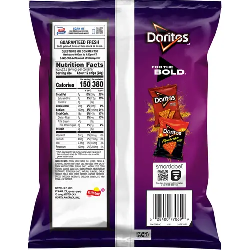 Doritos Tortilla Chips Spicy Sweet Chili Flavored 2.625 oz Bag thumbnail 2