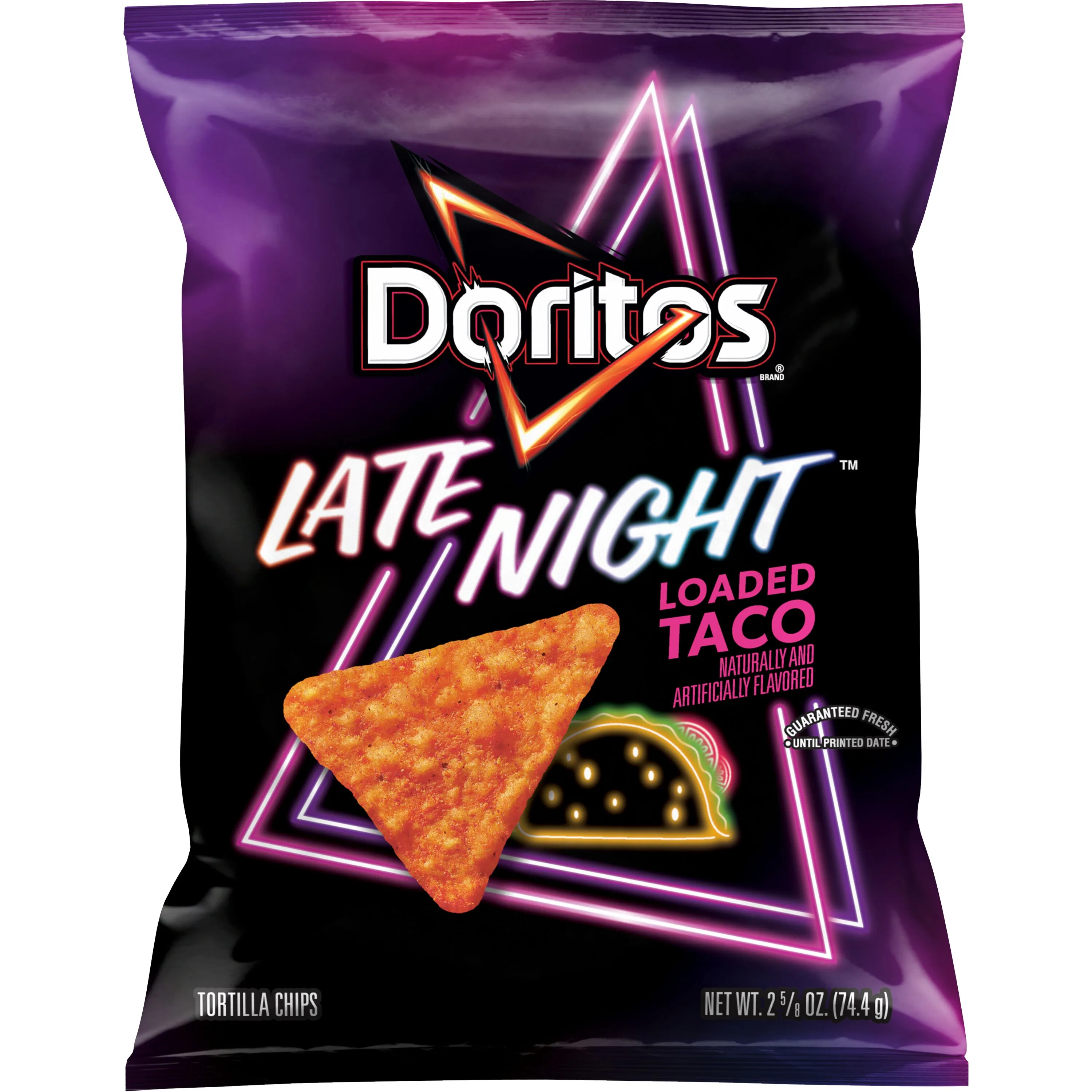 Doritos Tortilla Chips Late Night Loaded Taco Flavored 2.625 oz Bag