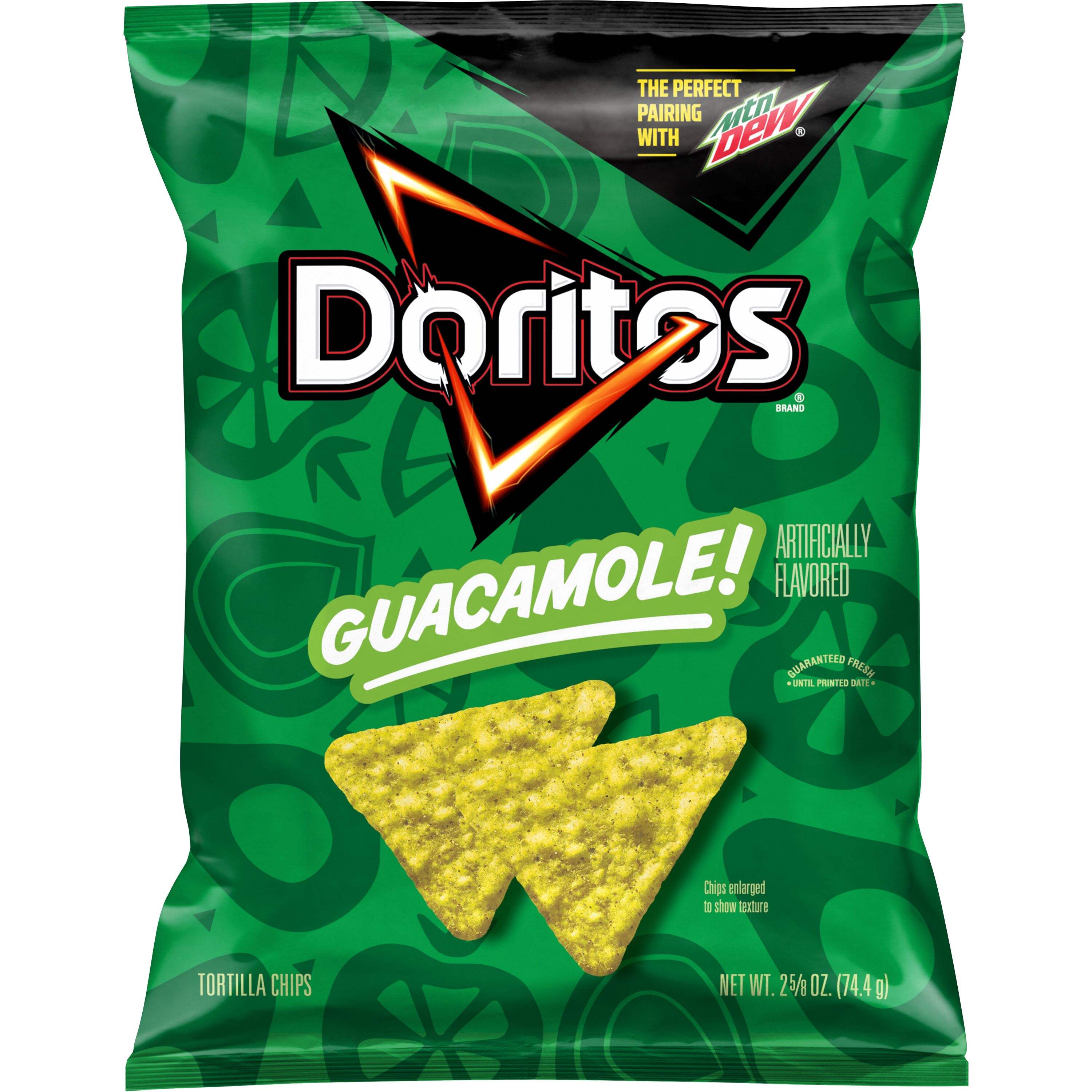 Doritos Tortilla Chips Snack Chips Guacamole Flavored, 2.625 oz Bag