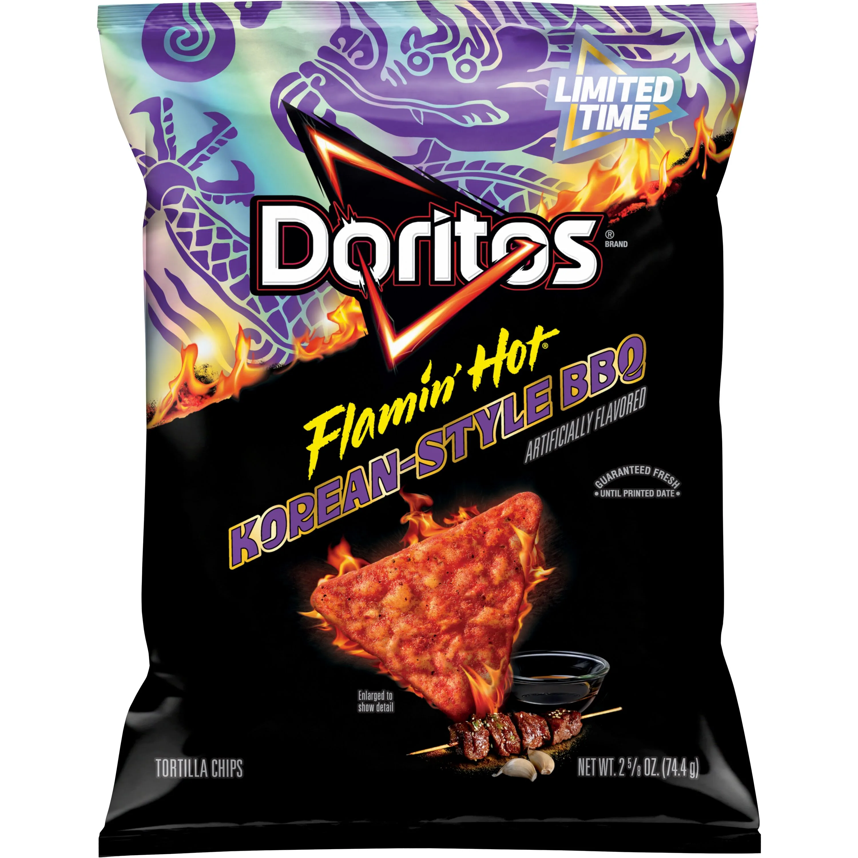 Doritos Flamin' Hot Korean Style BBQ Artificially Flavored Tortilla Chips, 2.625 oz Bag