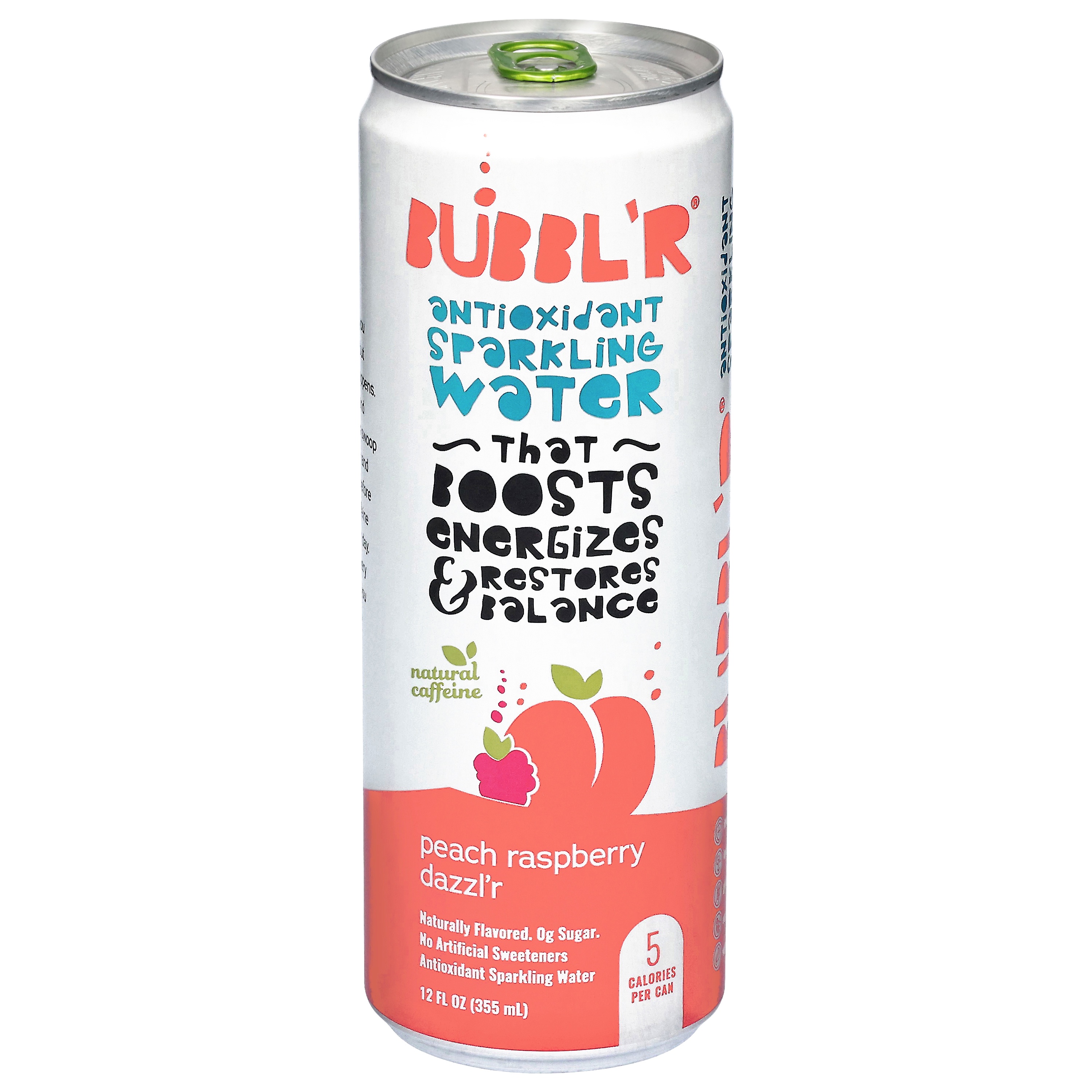 Bubbl'r Sparkling Water Peach Raspberry Dazzlr 12 fl oz, 6 Count Cans thumbnail 2