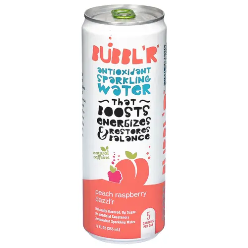 Bubbl'r Sparkling Water Peach Raspberry Dazzlr 12 fl oz, 6 Count Cans thumbnail 2