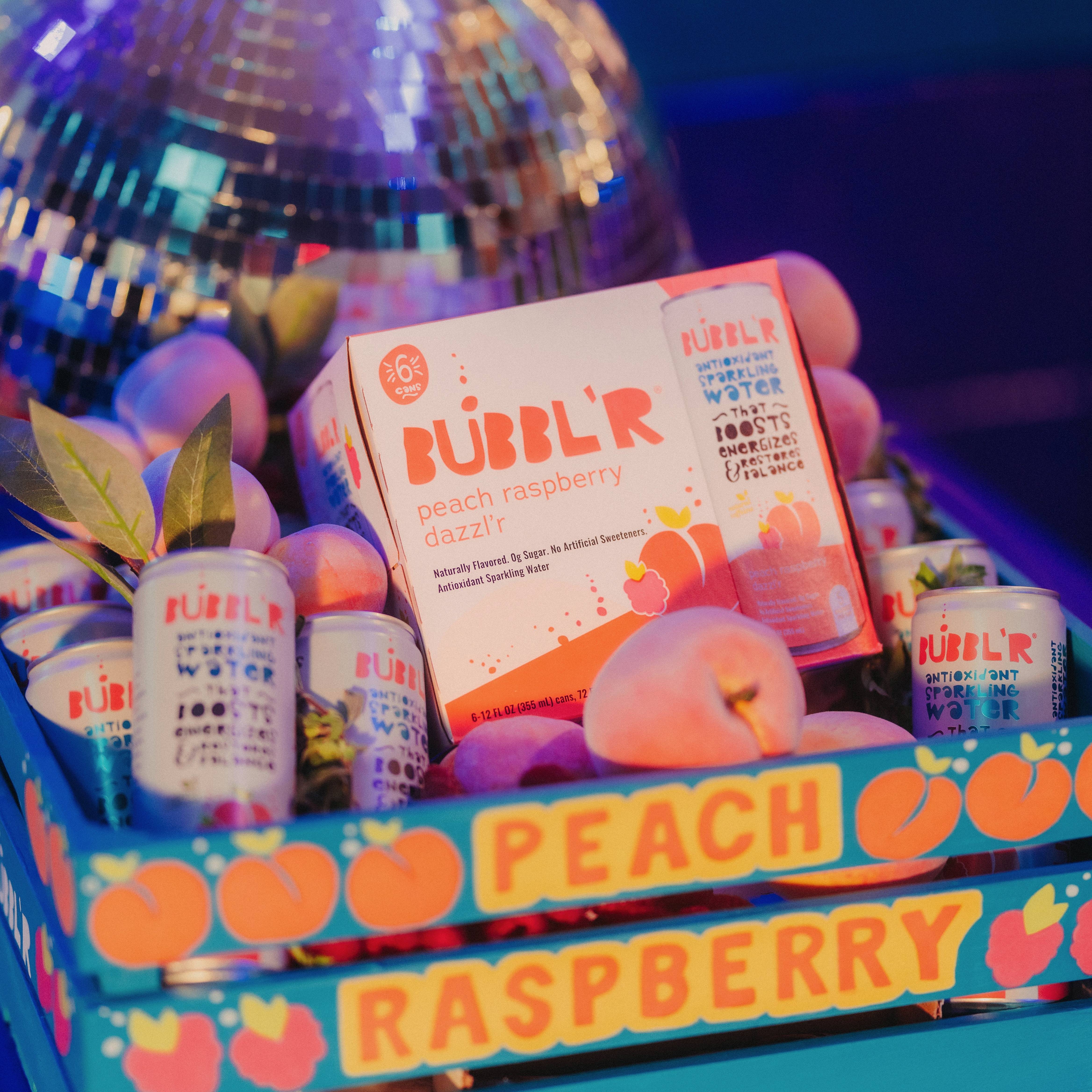 Bubbl'r Sparkling Water Peach Raspberry Dazzlr 12 fl oz, 6 Count Cans thumbnail 3