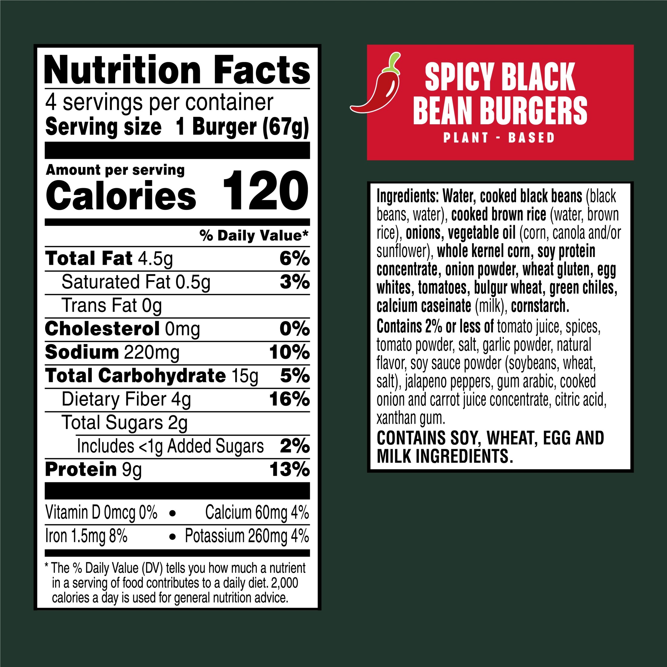 MorningStar Farms Vegetarian Spicy Black Bean Veggie Burgers, 9.5 oz, 4 Count (Frozen) thumbnail 3