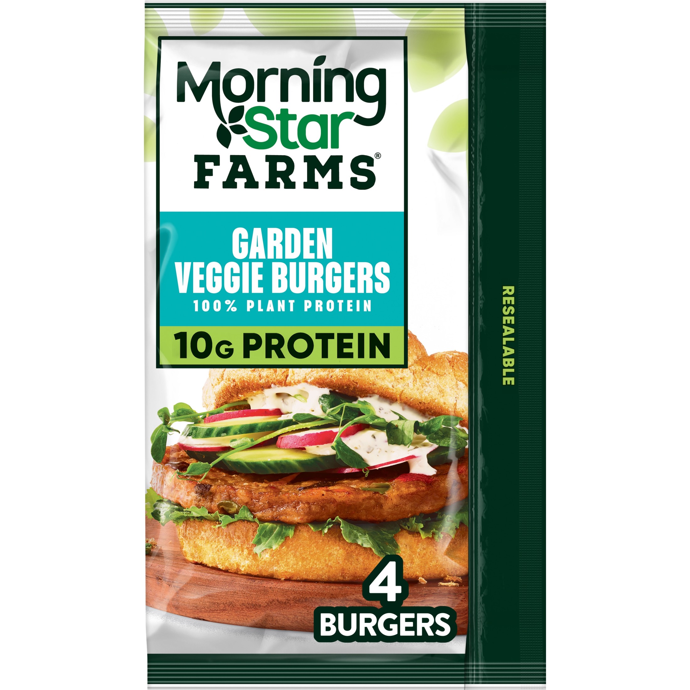 MorningStar Farms Vegan Garden Veggie Plant Based Veggie Burgers, 9.5 oz, 4 Count (Frozen)