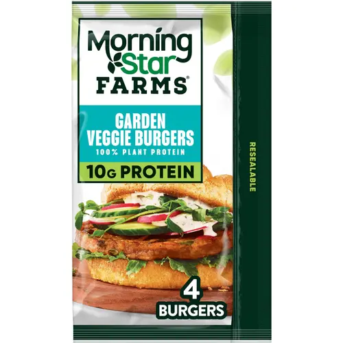 MorningStar Farms Vegan Garden Veggie Plant Based Veggie Burgers, 9.5 oz, 4 Count (Frozen) thumbnail 2
