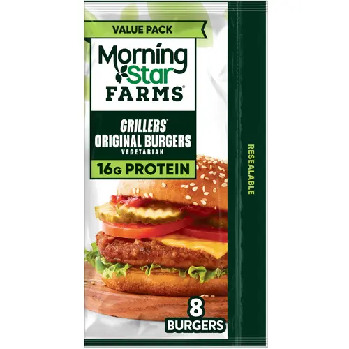 MorningStar Farms Vegetarian Grillers Original Veggie Burgers, 18 oz, 8 Count Bag