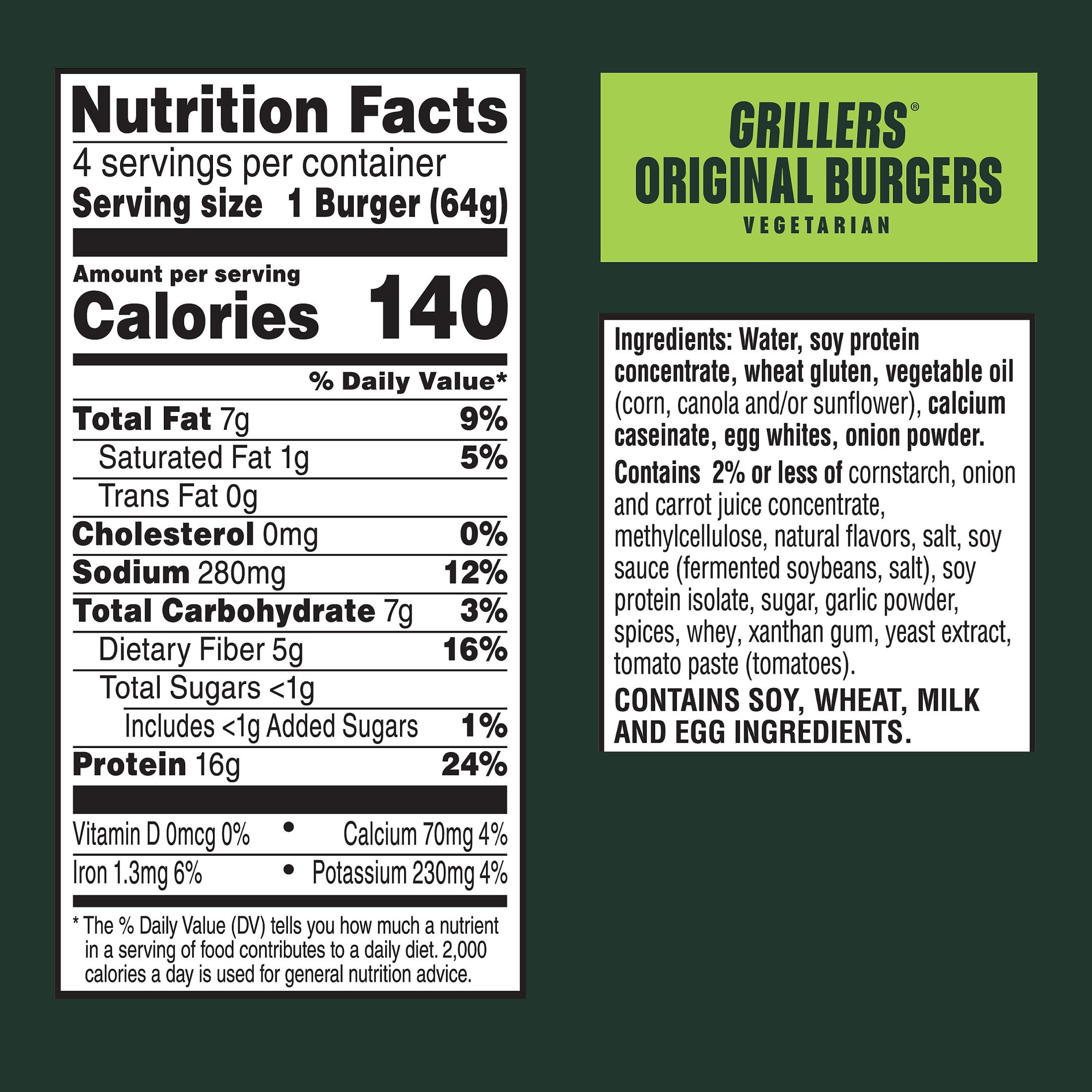 MorningStar Farms Vegetarian Grillers Original Veggie Burgers, 9 oz, 4 Count Bag thumbnail 3