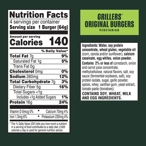 MorningStar Farms Vegetarian Grillers Original Veggie Burgers, 9 oz, 4 Count Bag thumbnail 3
