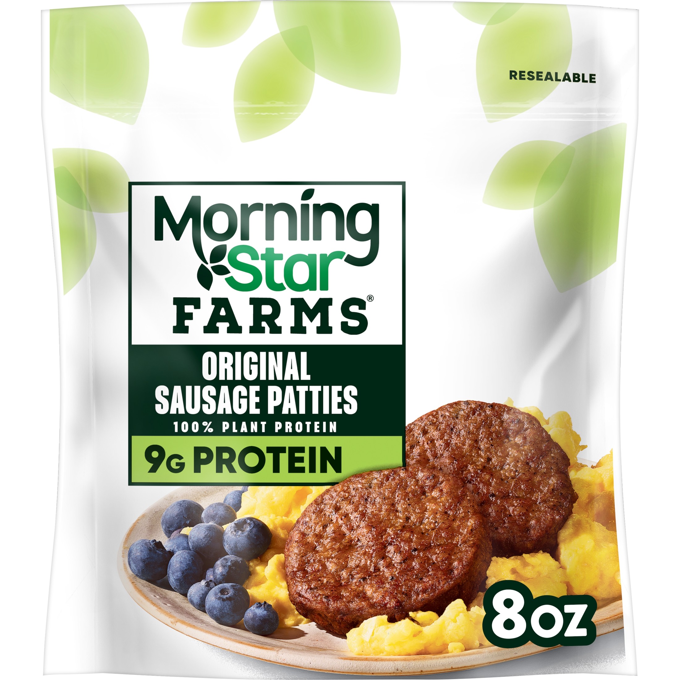 MorningStar Farms Veggie Breakfast Vegan Original Plant Based Sausage Patties, 8 oz, 6 Count Bag thumbnail 2