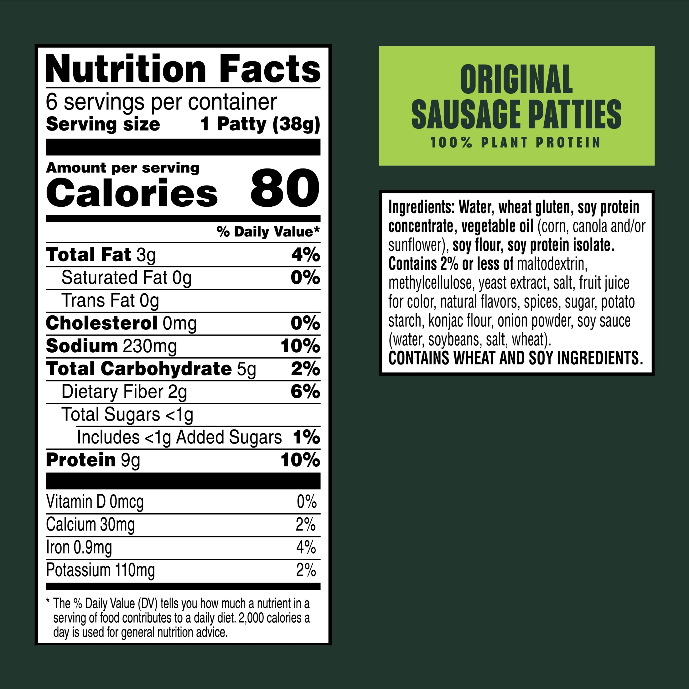 MorningStar Farms Veggie Breakfast Vegan Original Plant Based Sausage Patties, 8 oz, 6 Count Bag thumbnail 3