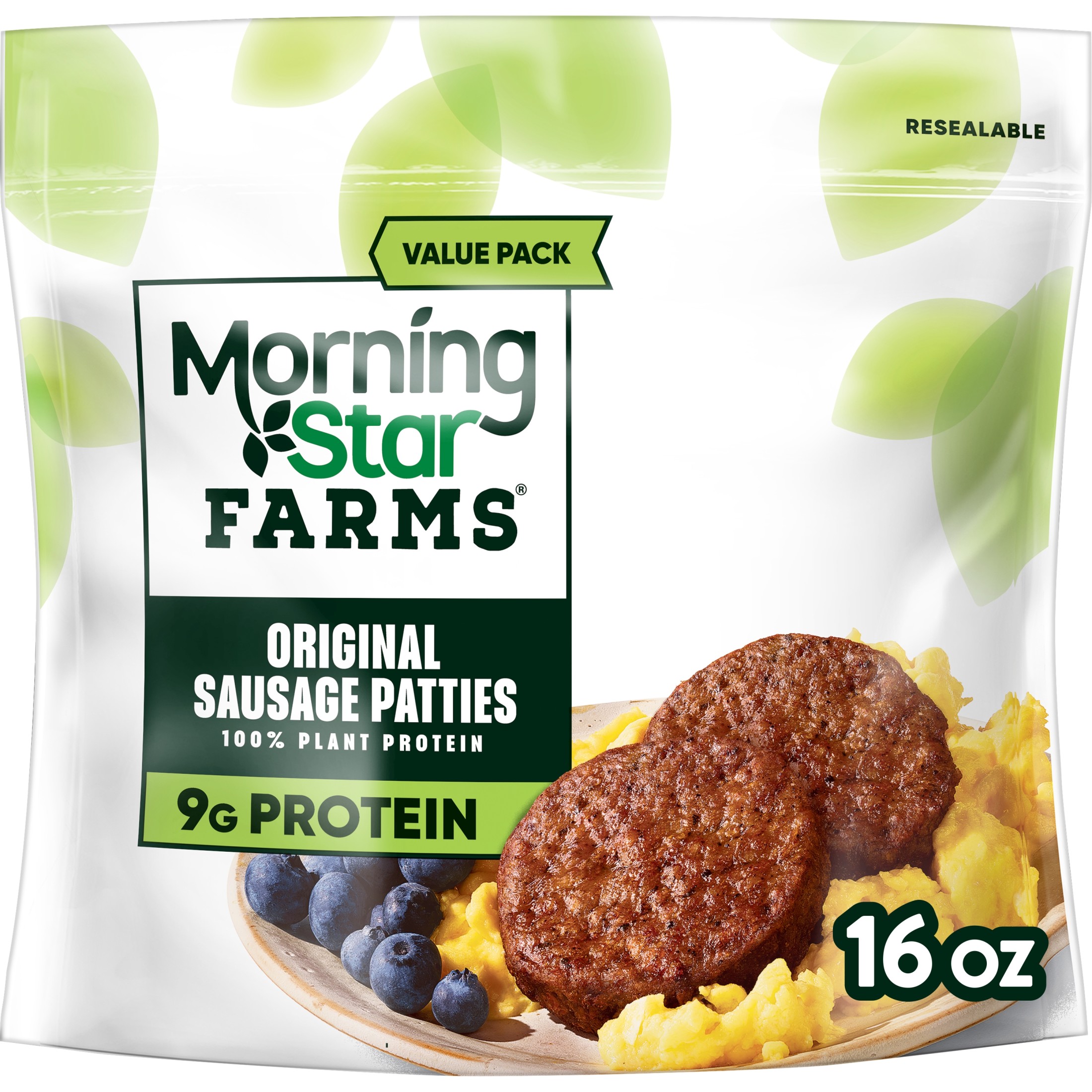 MorningStar Farms Veggie Breakfast Vegan Original Plant Based Sausage Patties, 16 oz, 12 Count Bag thumbnail 2