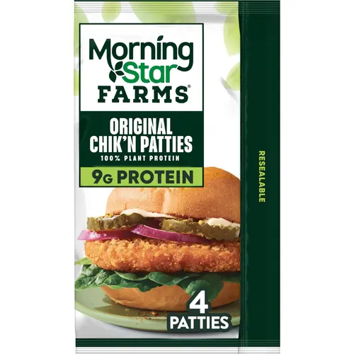 MorningStar Farms Vegan Original Plant Based Chik'n Patties, 10 oz, 4 Count Bag thumbnail 2