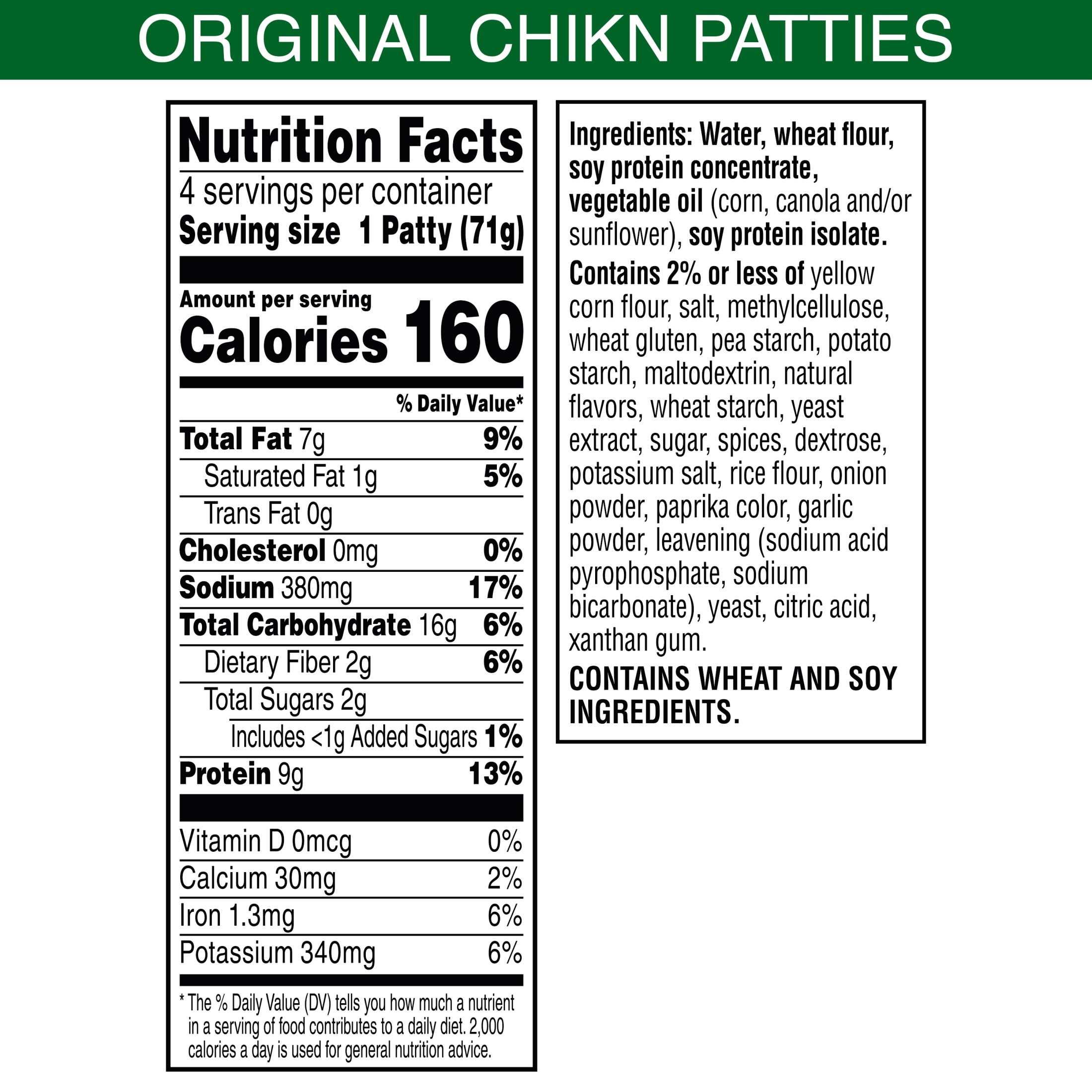 MorningStar Farms Vegan Original Plant Based Chik'n Patties, 10 oz, 4 Count Bag thumbnail 3