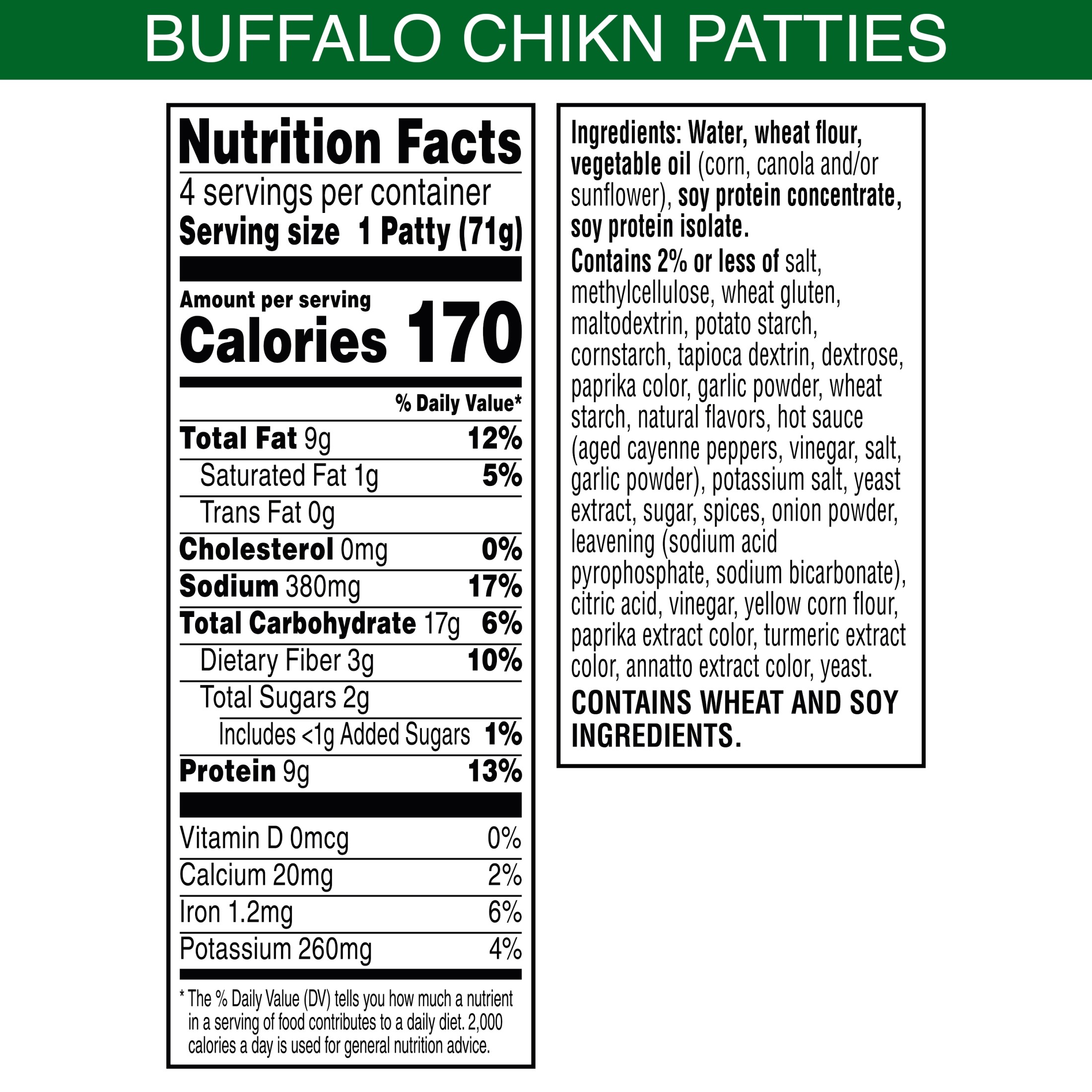 MorningStar Farms Vegan Buffalo Plant Based Chik'n Patties, 10 oz, 4 Count Bag thumbnail 3
