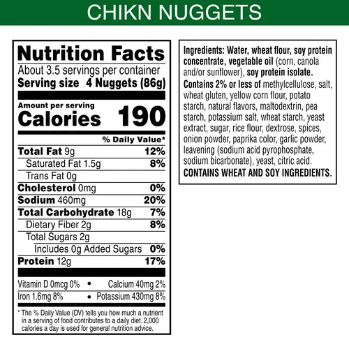 MorningStar Farms Vegan Original Plant Based Chik'n Nuggets, 10.5 oz Bag thumbnail 3