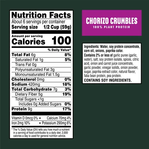 MorningStar Farms Meal Starters Vegan Chorizo Plant Based Crumbles, 13.5 oz Bag thumbnail 3
