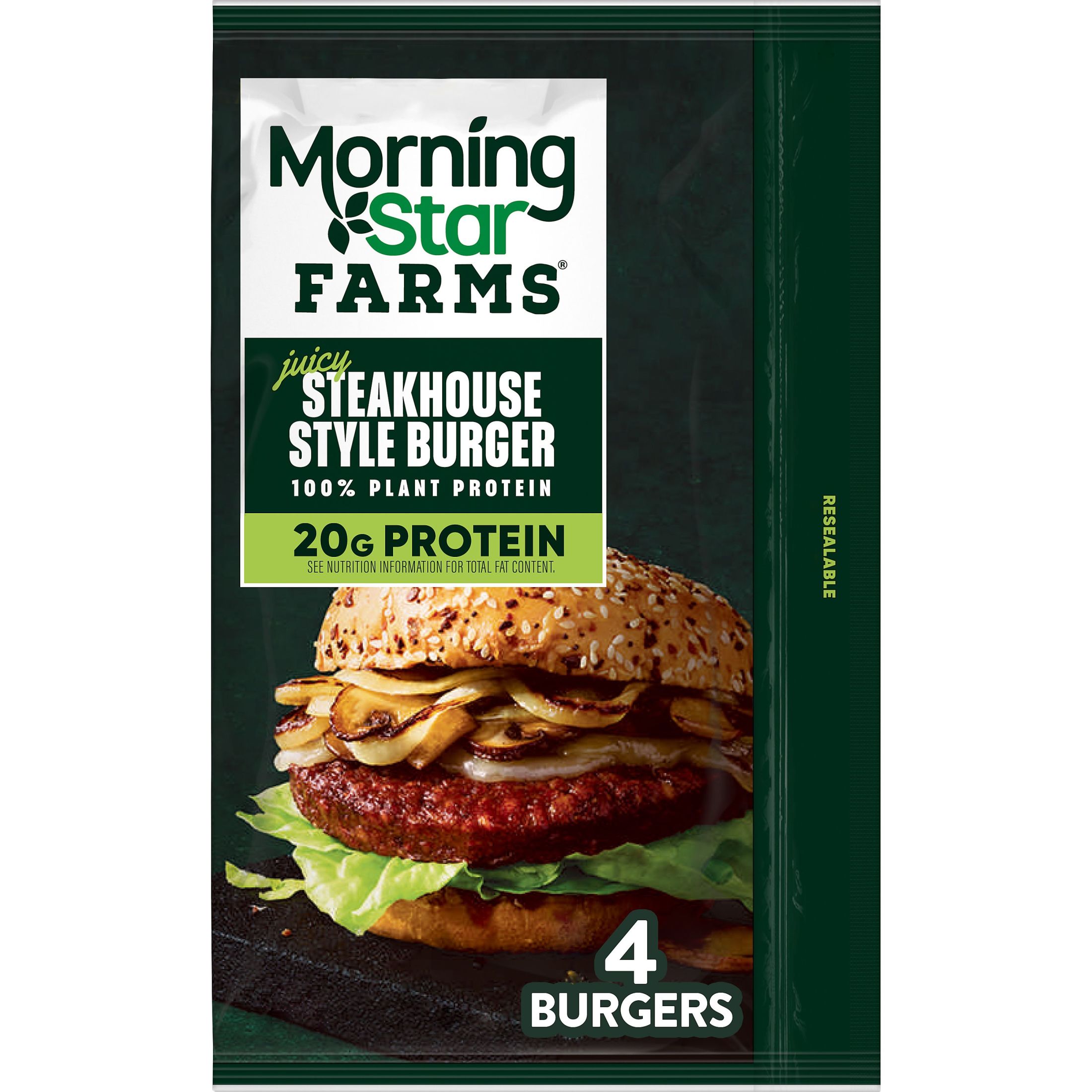 MorningStar Farms Vegan Steakhouse Style Plant Based Veggie Burgers, 16 oz, 4 Count Bag thumbnail 2