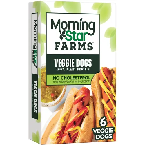 MorningStar Farms Vegan Original Plant Based Veggie Dogs, 8.4 oz, 6 Count Box