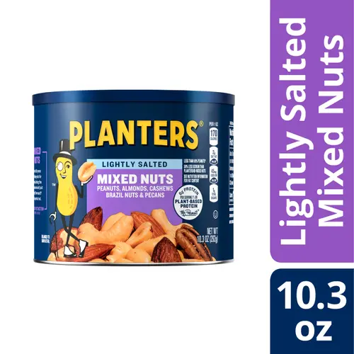 Planters Lightly Salted Mixed Nuts with Peanuts, Almonds, Cashews, Hazelnuts & Pecans, 10.3 oz Canister