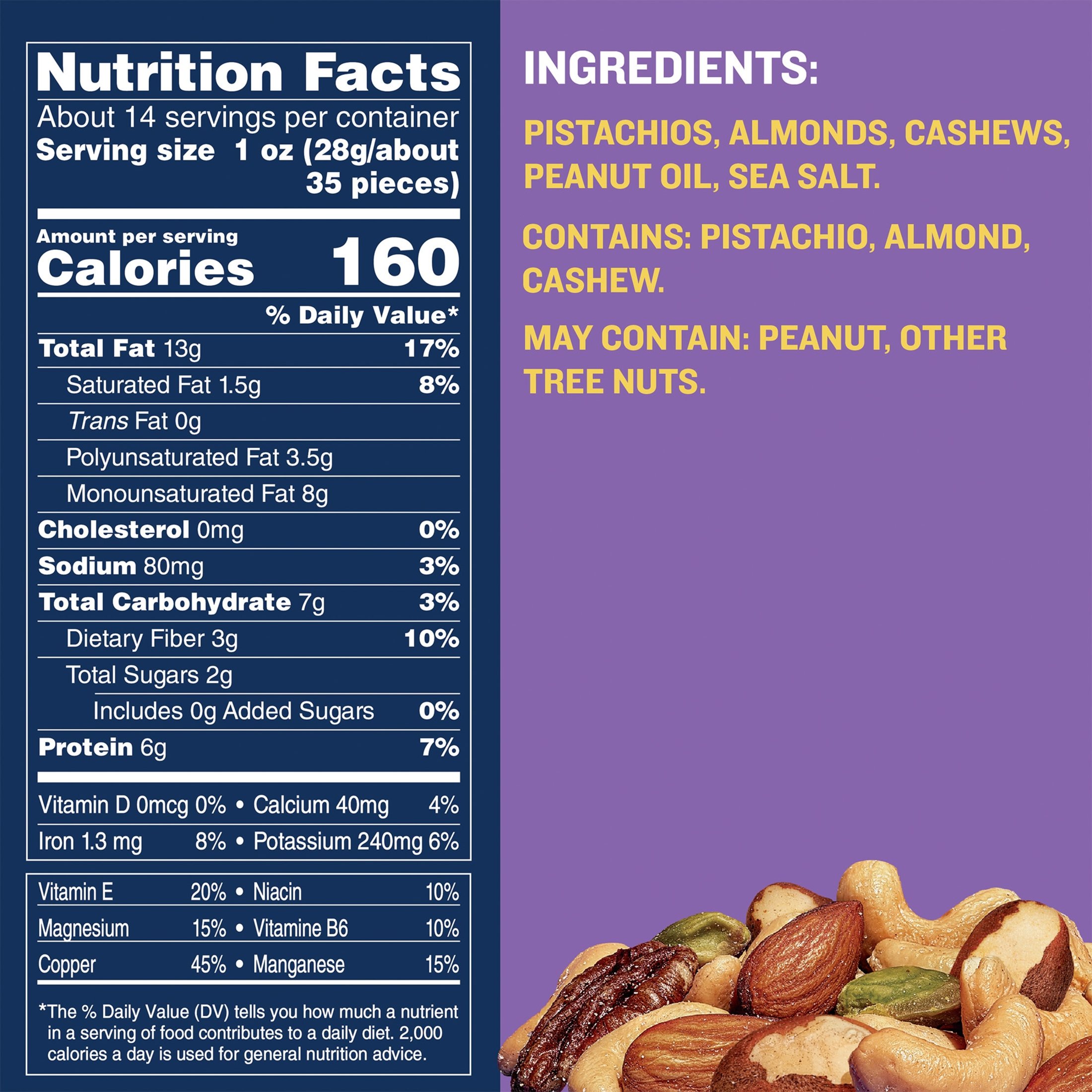 PLANTERS Deluxe Pistachio Mix, Party Snacks, Plant-Based Protein,  14.5 oz Steel Can thumbnail 3