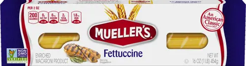 Mueller's Sodium-Free, Cholesterol-Free Fettucine Pasta, 16 oz (Shelf-Stable)