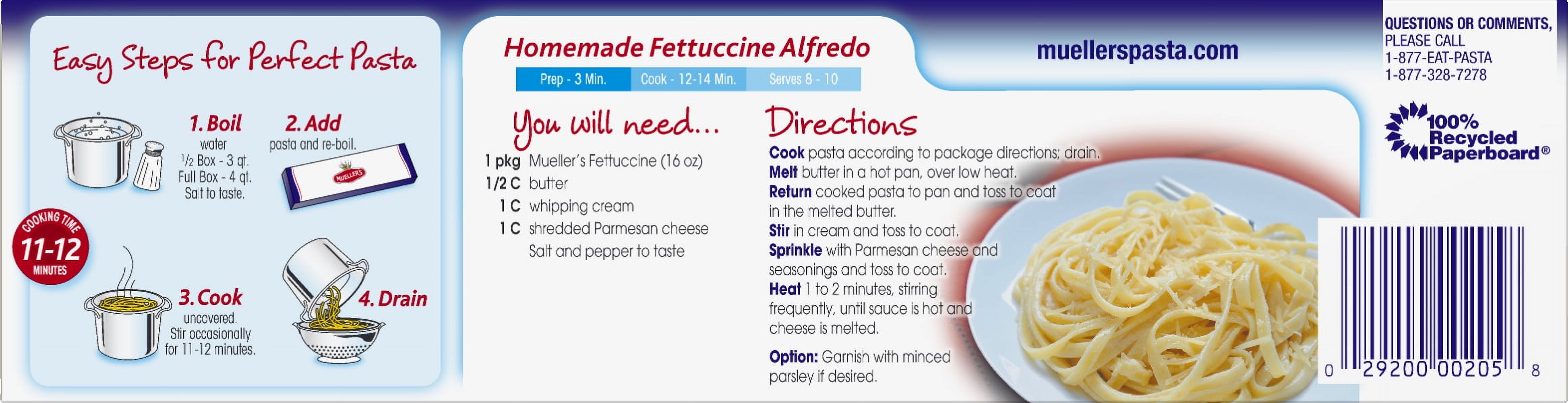 Mueller's Sodium-Free, Cholesterol-Free Fettucine Pasta, 16 oz (Shelf-Stable) thumbnail 2