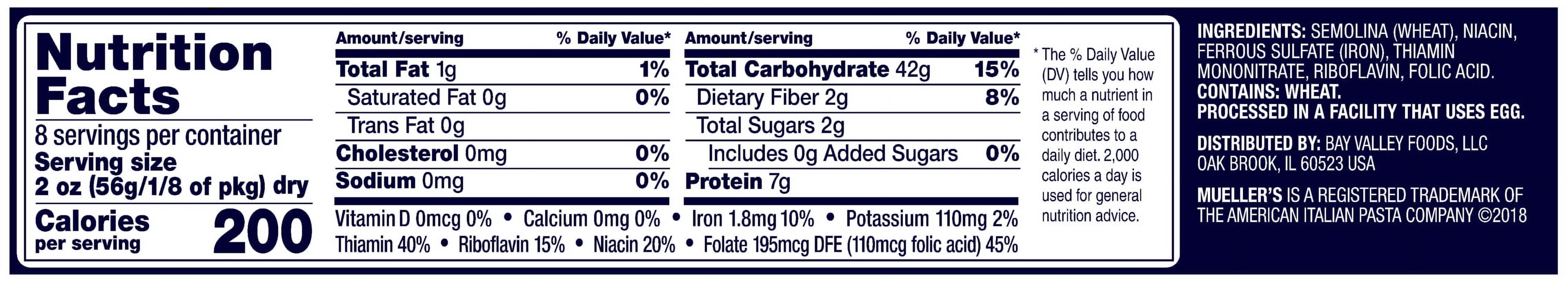 Mueller's Sodium-Free, Cholesterol-Free Fettucine Pasta, 16 oz (Shelf-Stable) thumbnail 3