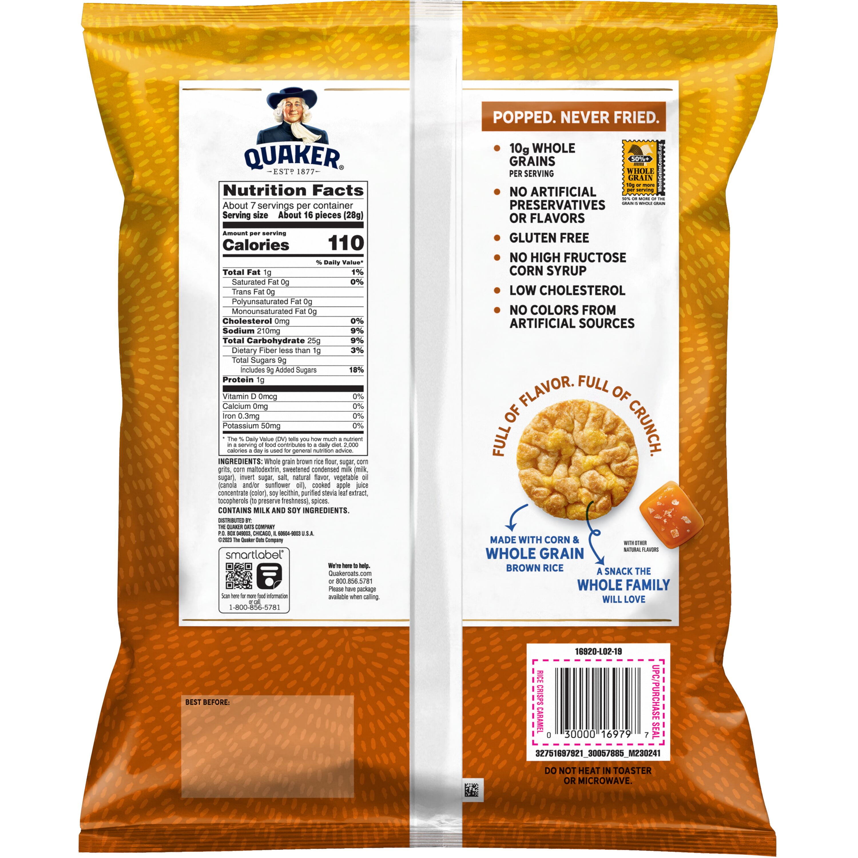 (6 pack) Quaker Caramel Flavored Rice Crisps 7.04 oz Bag thumbnail 3