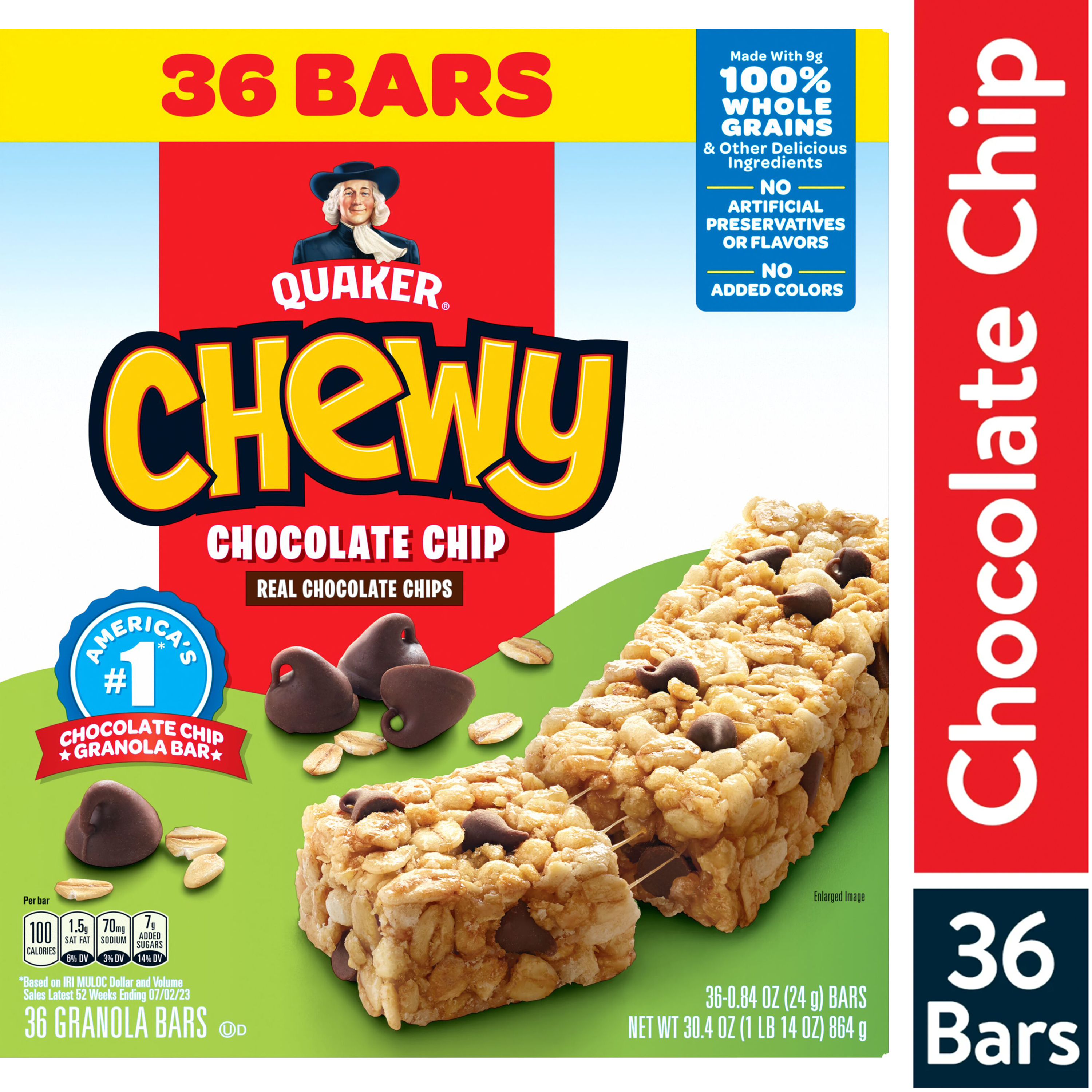 Quaker Chewy Granola Bars, Chocolate Chip Flavor, 0.84 oz, 36 Count thumbnail 4