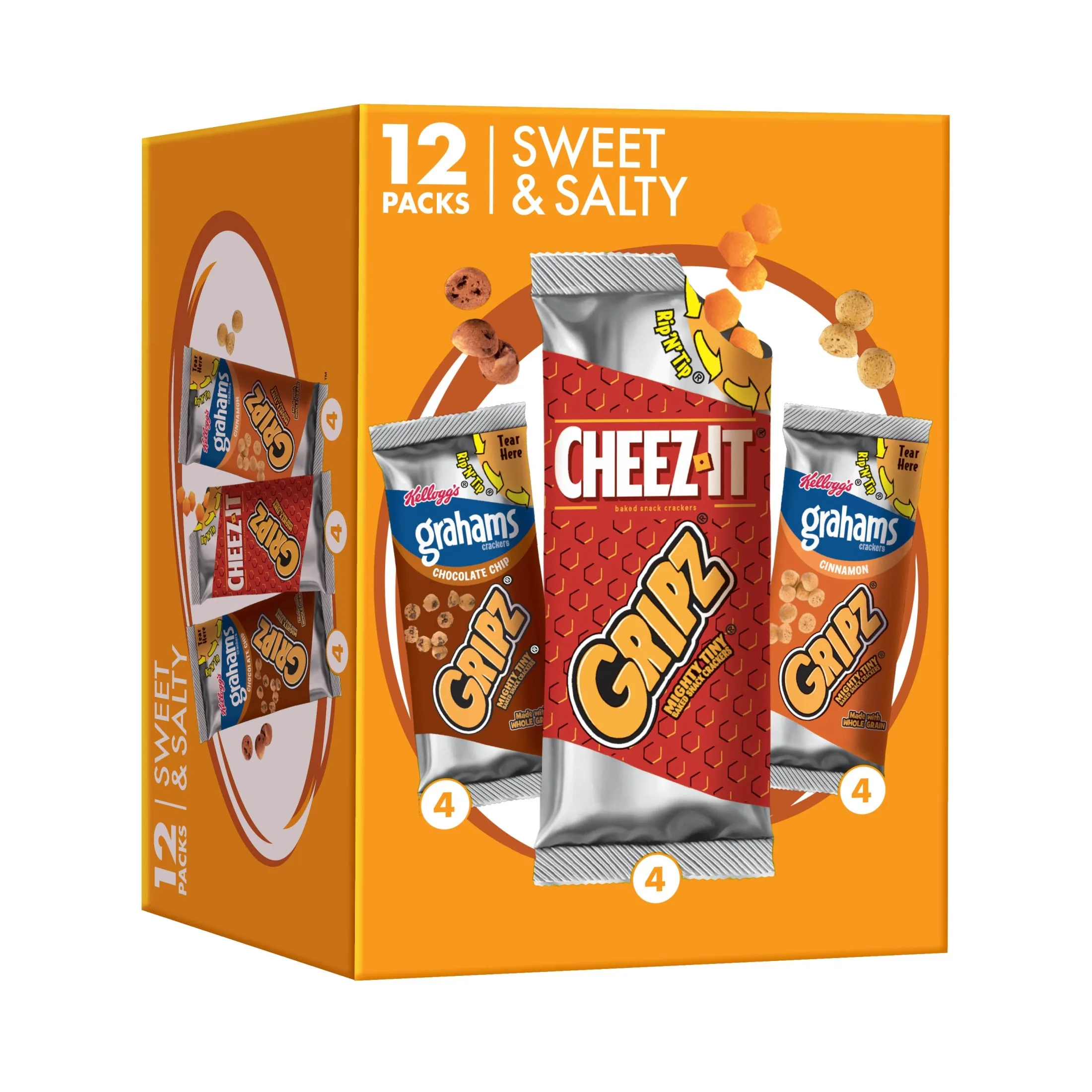 Gripz Variety Pack Tiny Baked Snack Crackers, Lunch Snacks, 12 Count