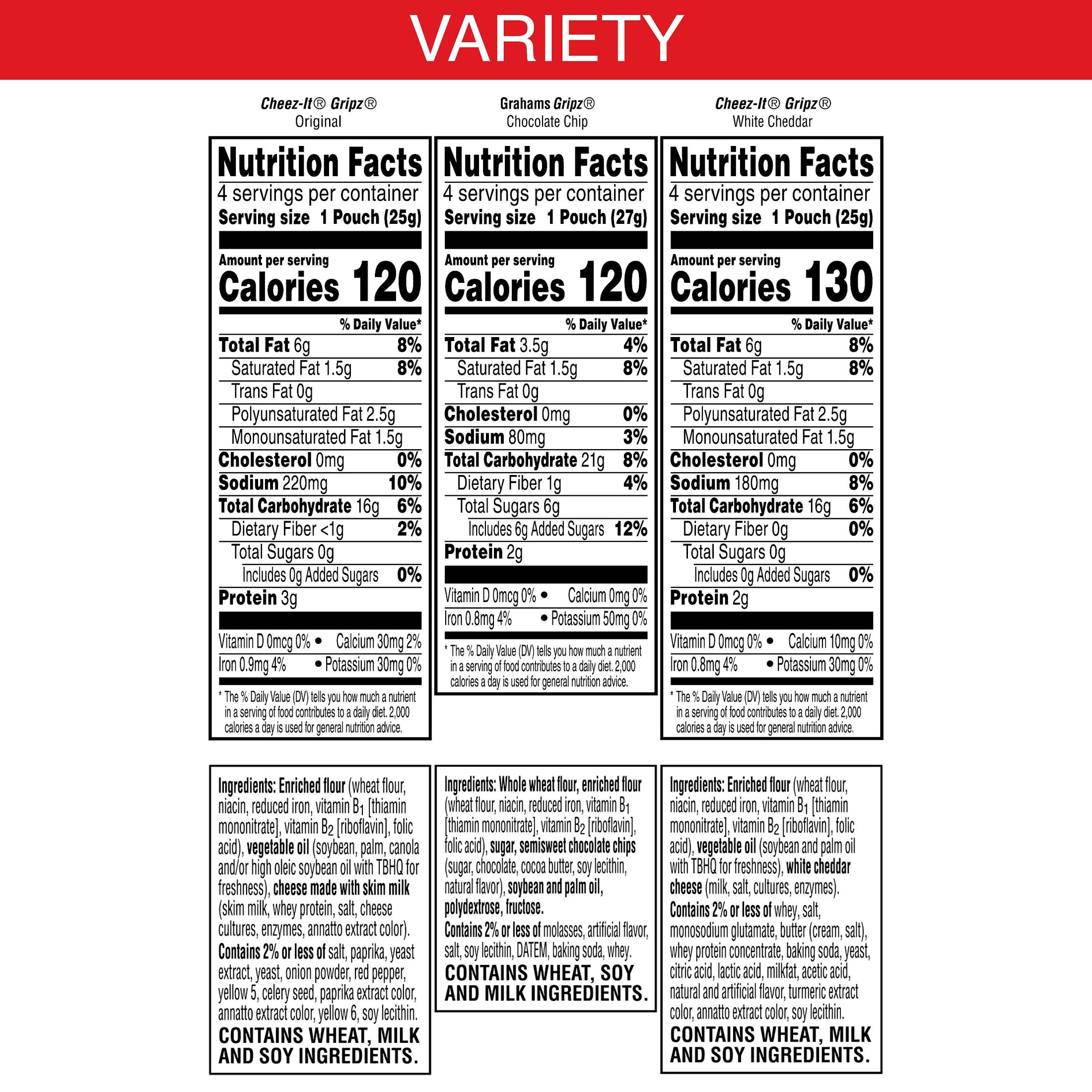 Gripz Variety Pack Mini Snack Crackers, Kids Snacks, 12 Count thumbnail 3