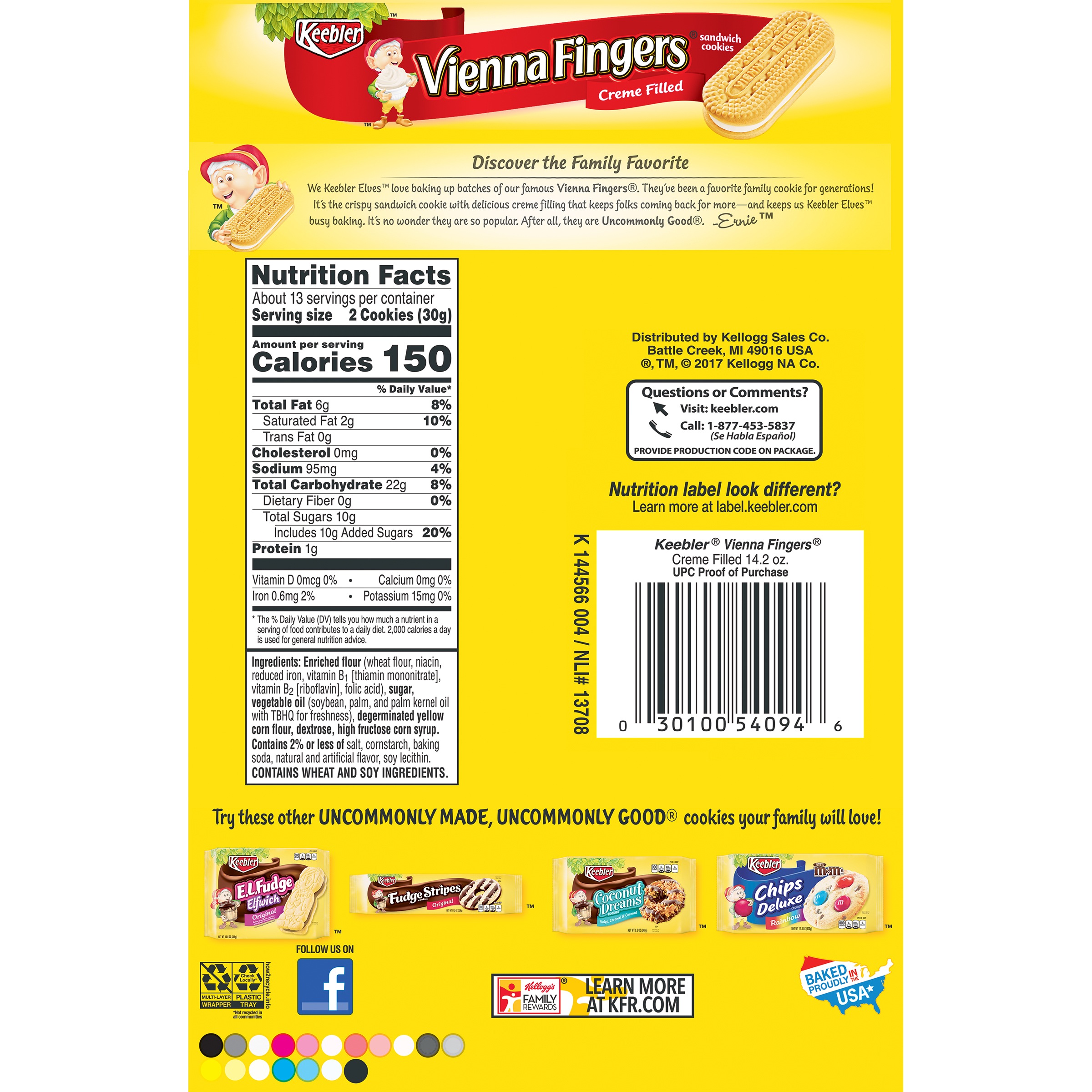 Keebler Vienna Fingers Creme Filled Sandwich Cookies 14.2 oz thumbnail 4