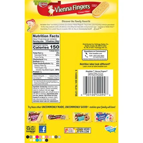 Keebler Vienna Fingers Creme Filled Sandwich Cookies 14.2 oz thumbnail 4