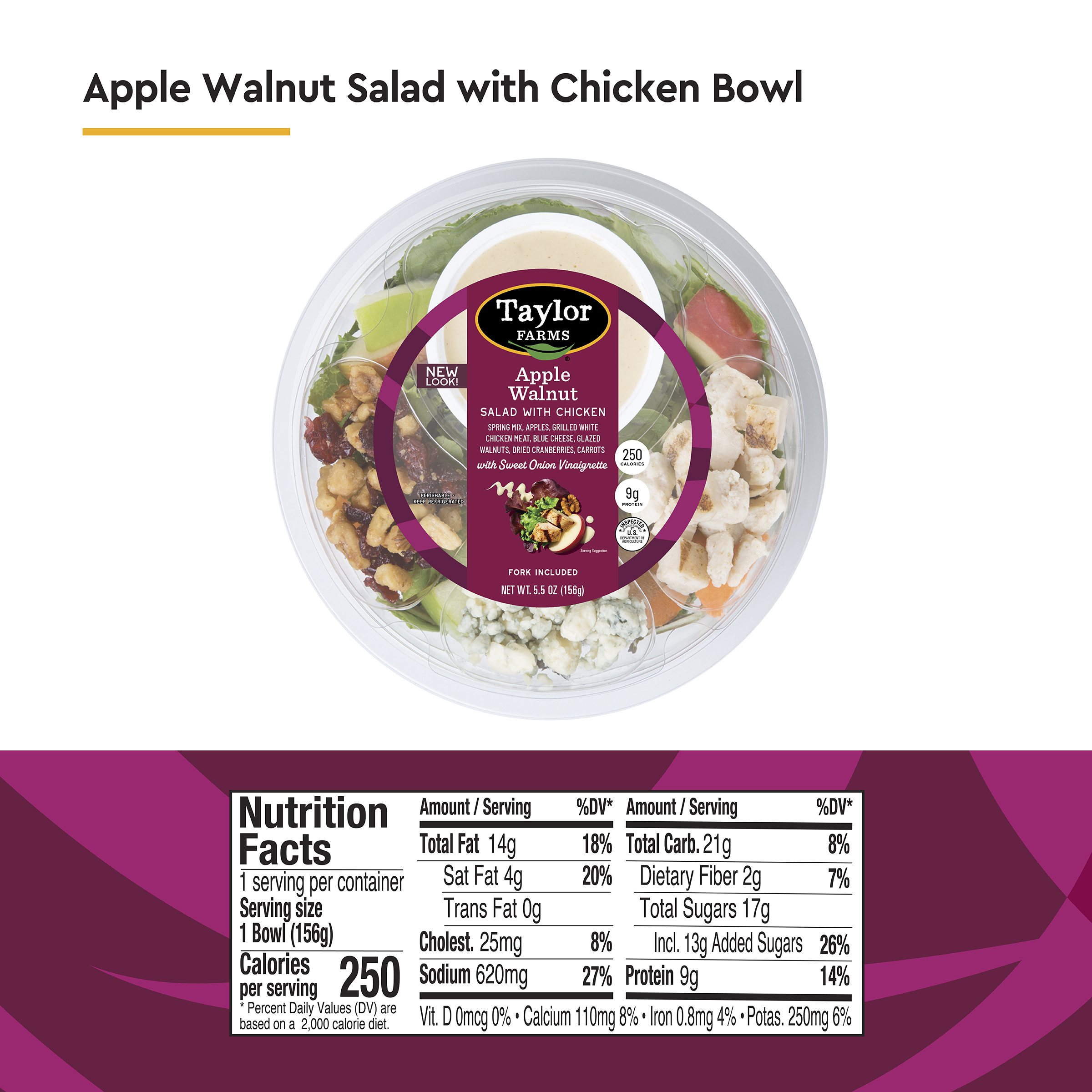Taylor Farms Apple & Walnut Salad, 5.5oz (Fresh) thumbnail 4