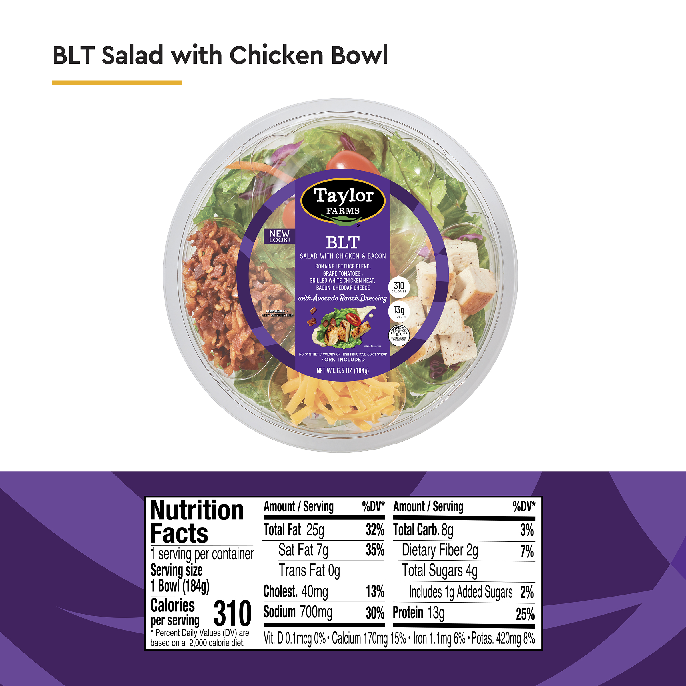 Taylor Farms BLT Salad with Chicken and Bacon, 6.5 oz (Fresh) thumbnail 4