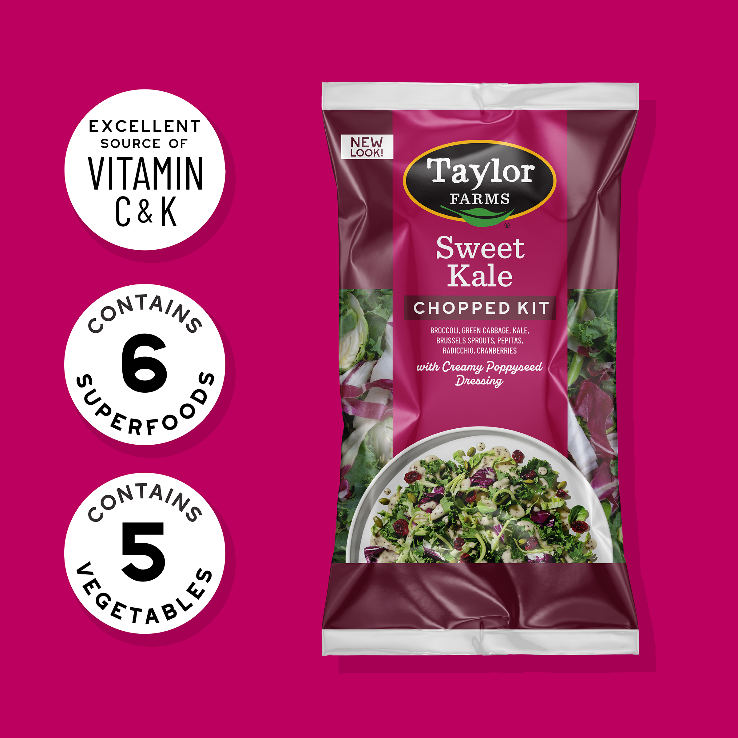 Taylor Farms Sweet Kale Chopped Salad Kit, 12 oz Bag, Fresh thumbnail 2