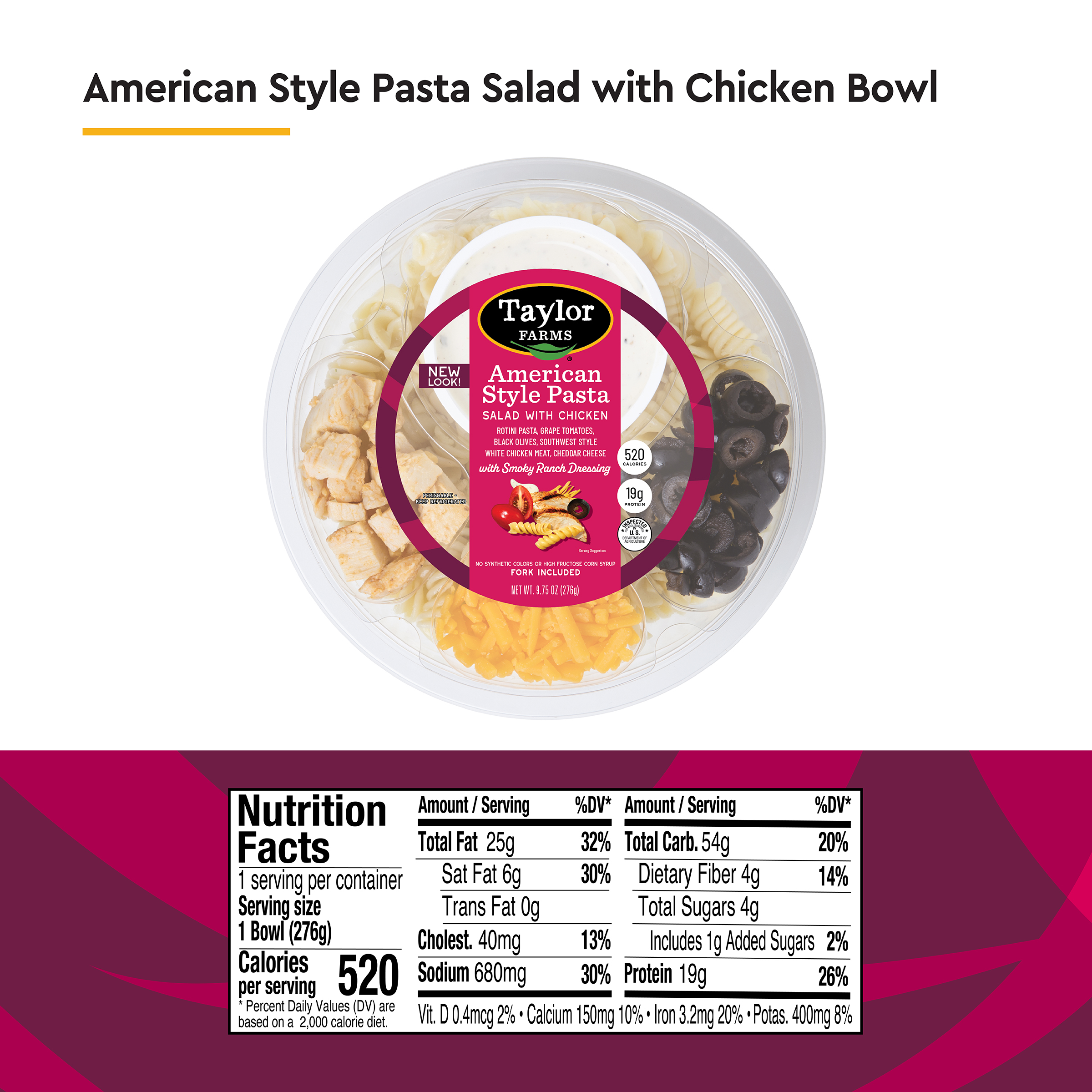 Taylor Farms American Style Pasta Salad, 9.75 oz (Fresh) thumbnail 4
