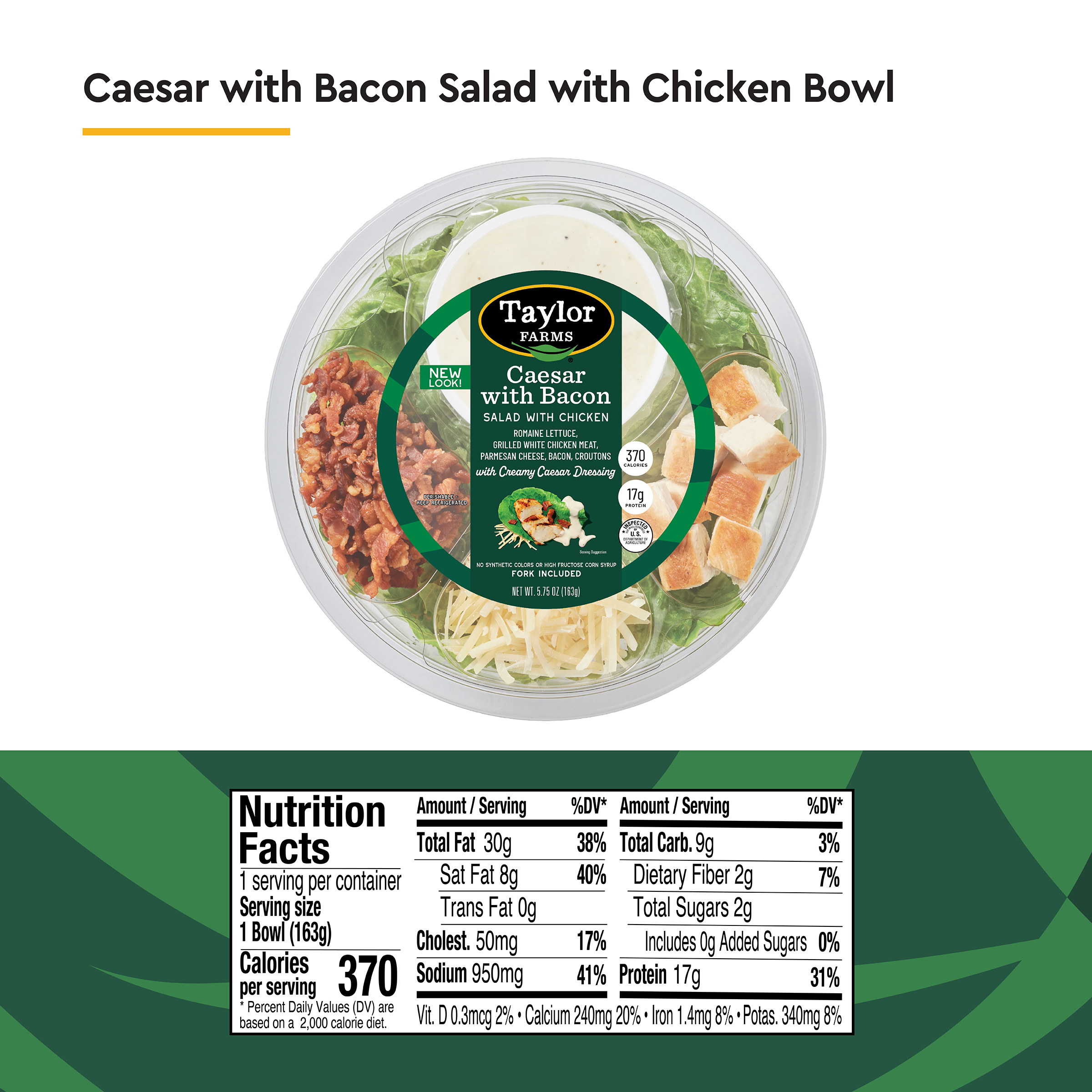 Taylor Farms Caesar Salad with Bacon and Chicken, 5.75 oz (Fresh) thumbnail 4