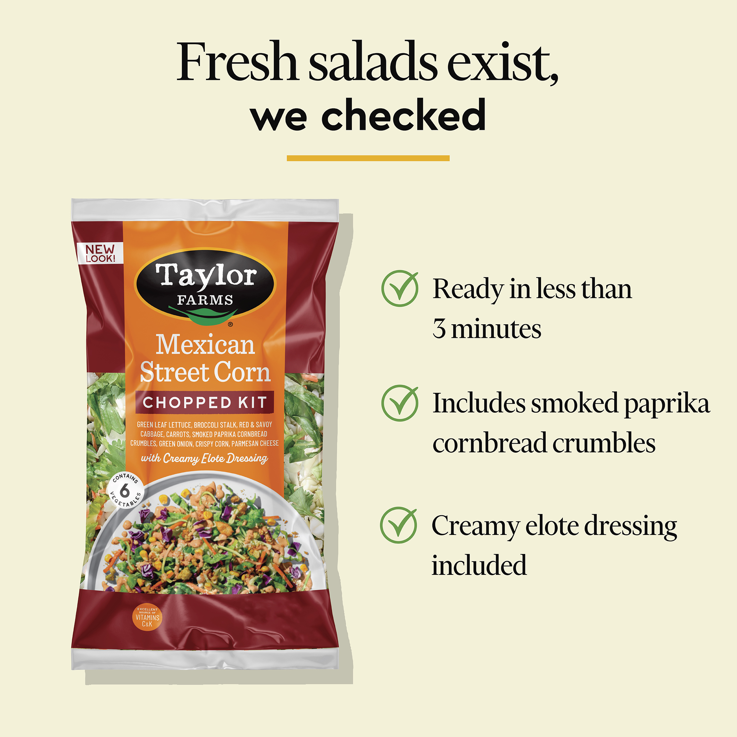 Taylor Farms Mexican Style Street Corn Fresh Chopped Salad Kit, 11.62 oz, Fresh thumbnail 4