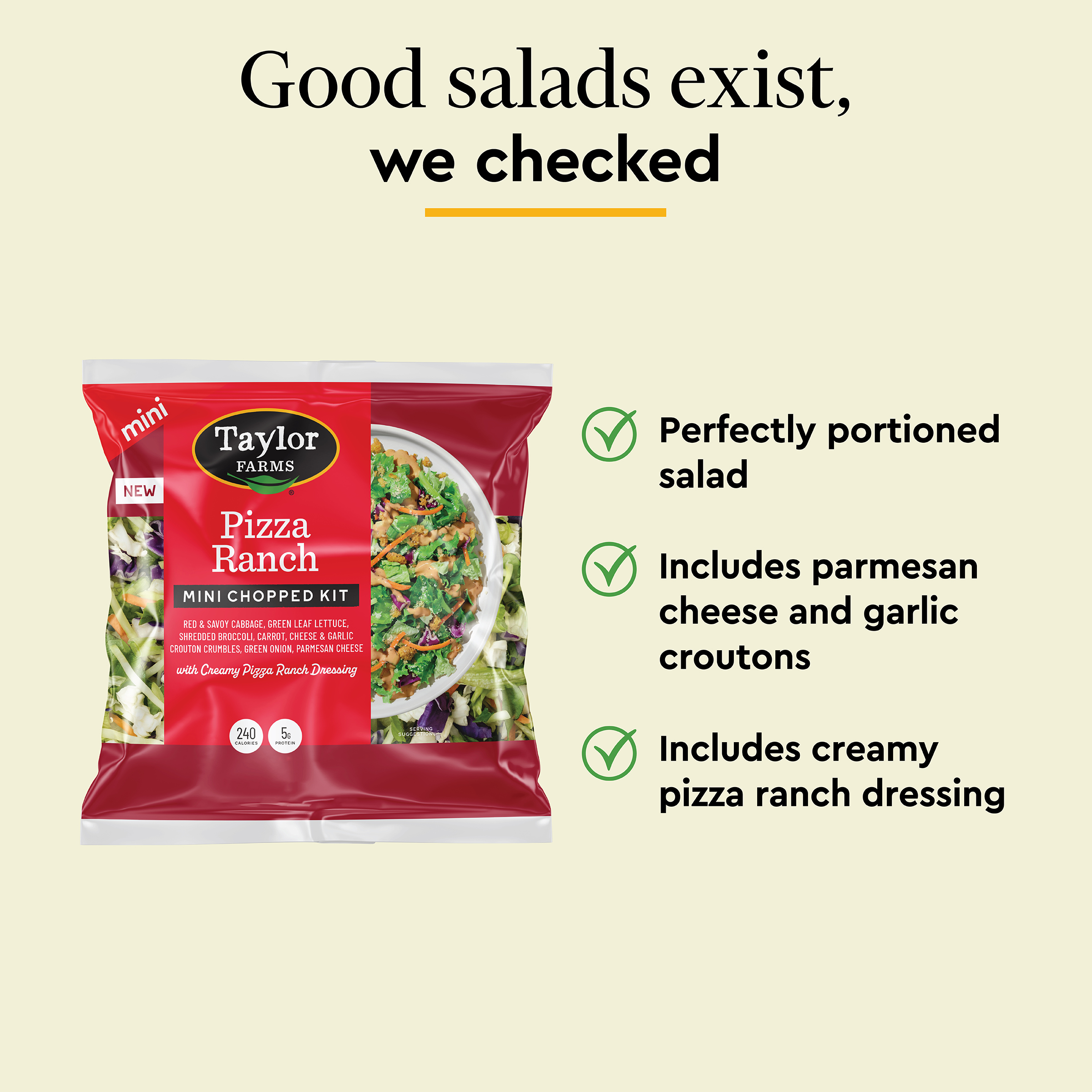Taylor Farms Pizza Ranch Mini Salad Kit, 4.67 oz Bag, Fresh thumbnail 4