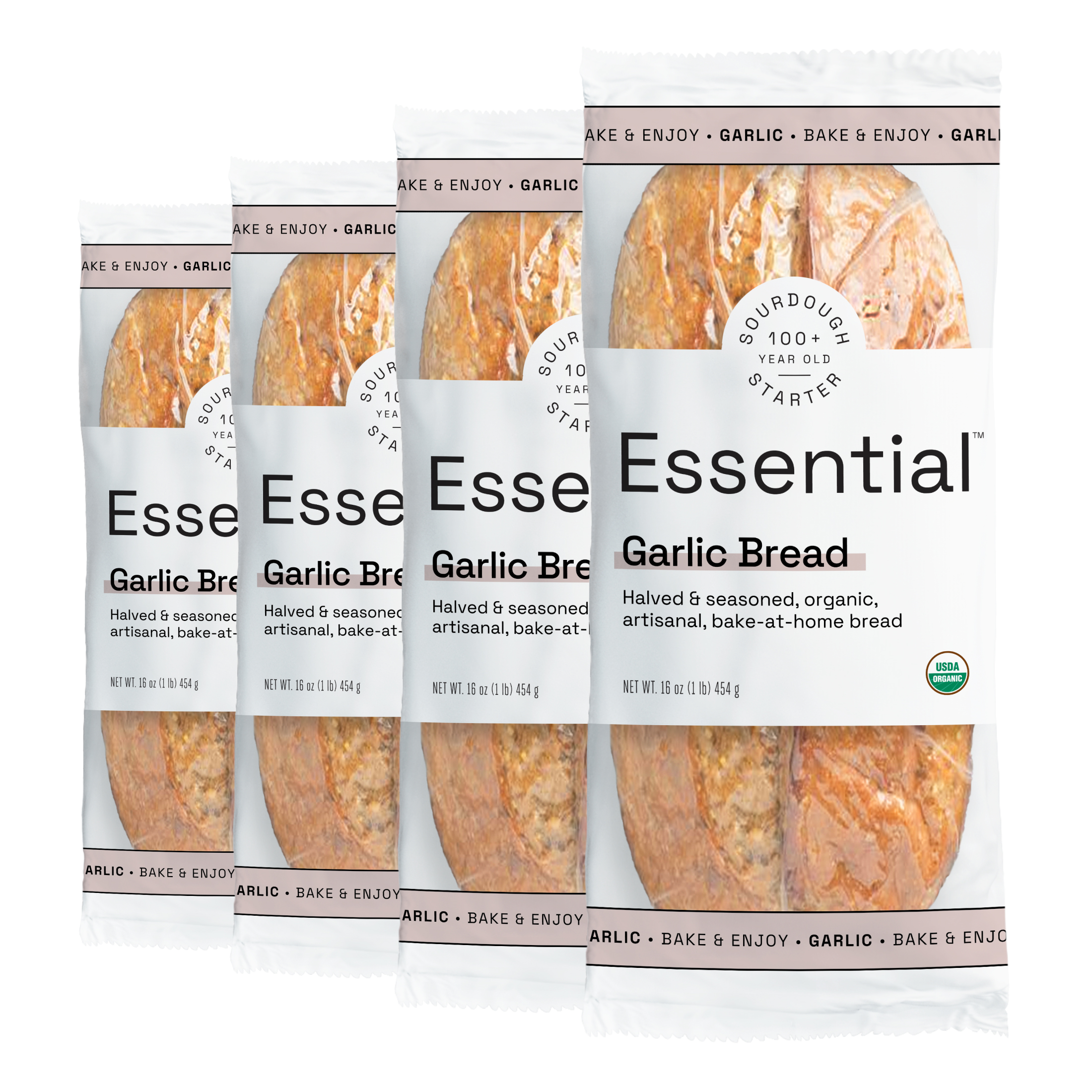 Essential Bake at Home Garlic Bread, Certified Organic, 16 oz, 4 Pack