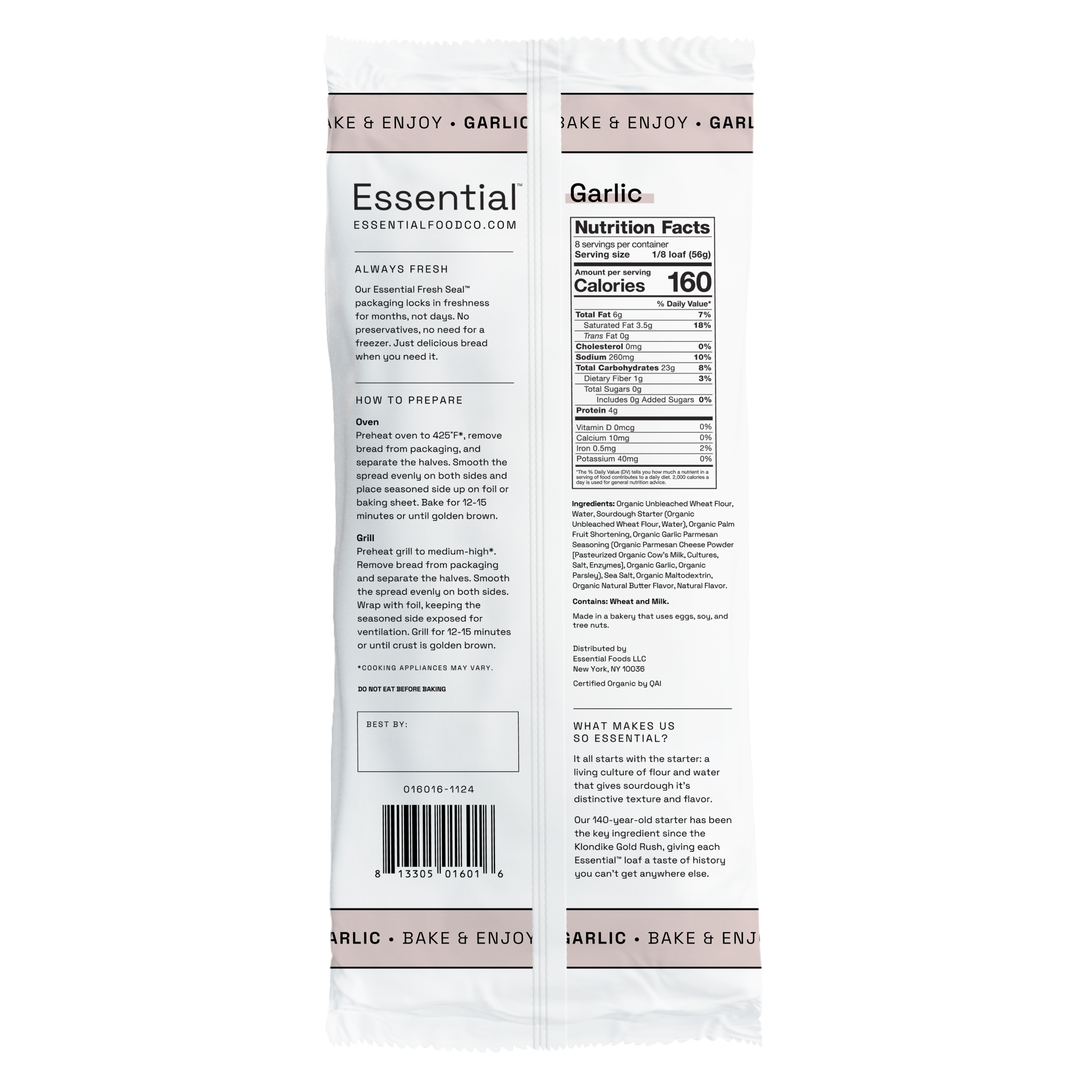 Essential Bake at Home Garlic Bread, Certified Organic, 16 oz, 4 Pack thumbnail 3