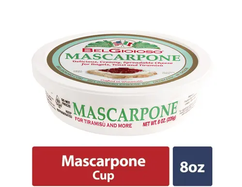 BelGioioso Mascarpone Cheese, Specialty Spreadable Cheese, 8 oz Refrigerated Plastic Cup