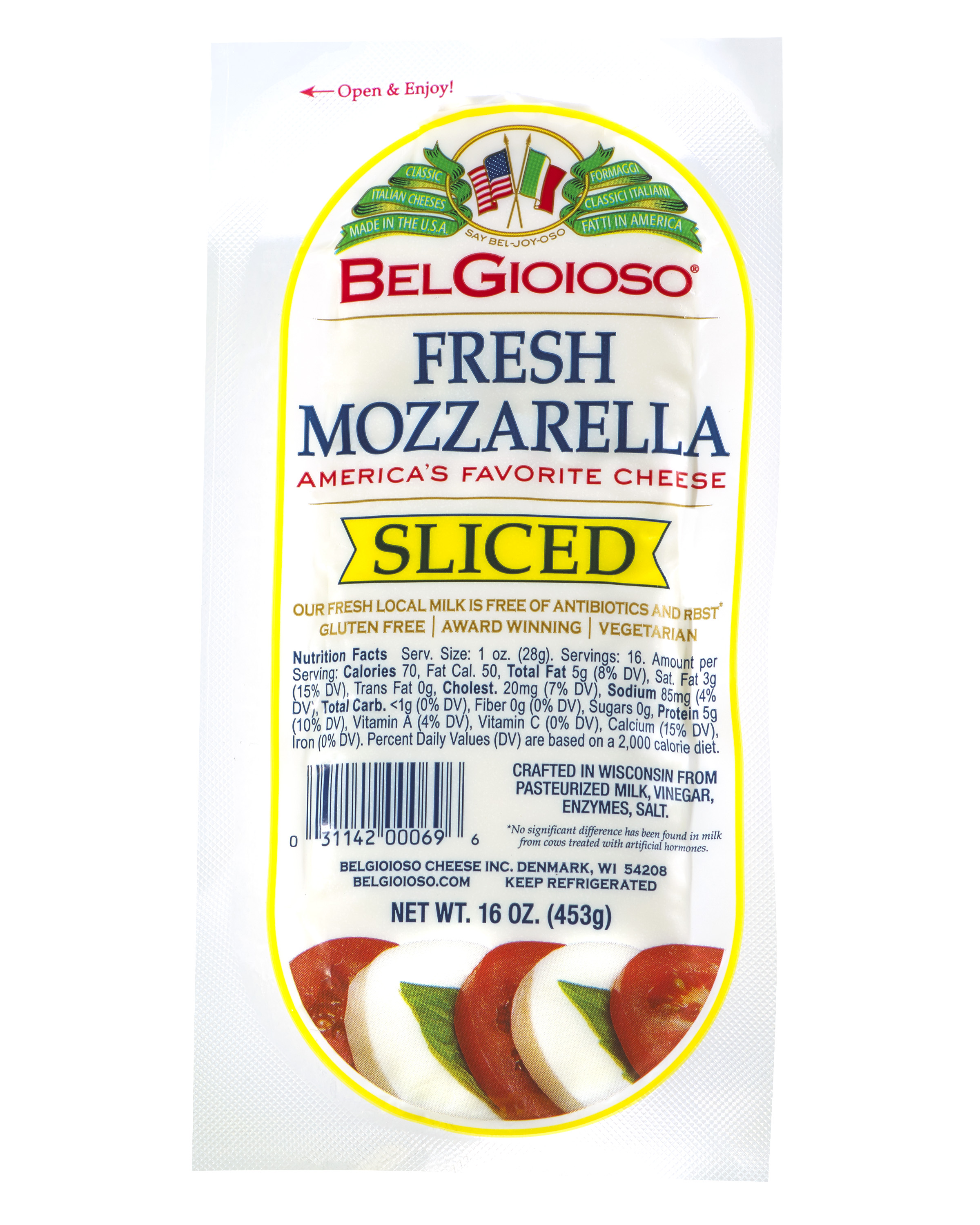 BelGioioso Fresh Mozzarella Log, Pre-Sliced Specialty Cheese, 16 oz Refrigerated Plastic Packet thumbnail 3