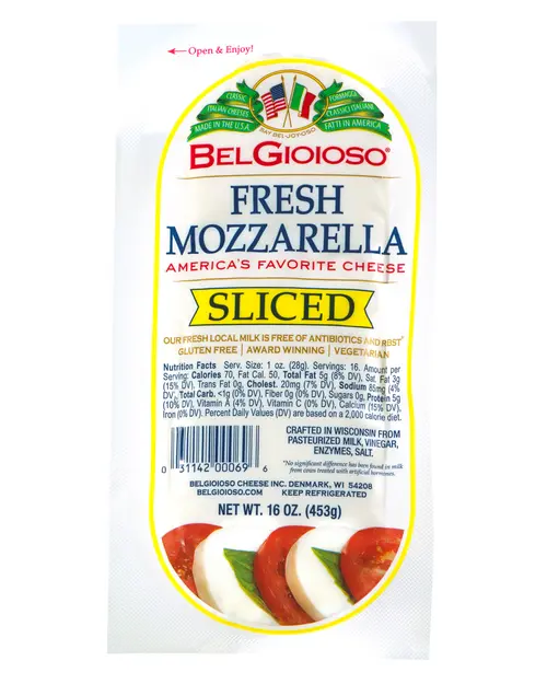 BelGioioso Fresh Mozzarella Log, Pre-Sliced Specialty Cheese, 16 oz Refrigerated Plastic Packet thumbnail 3