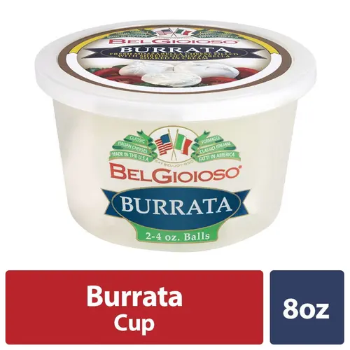BelGioioso Burrata Cheese Filled with Mozzarella and Cream, 8 oz Refrigerated Plastic Cup