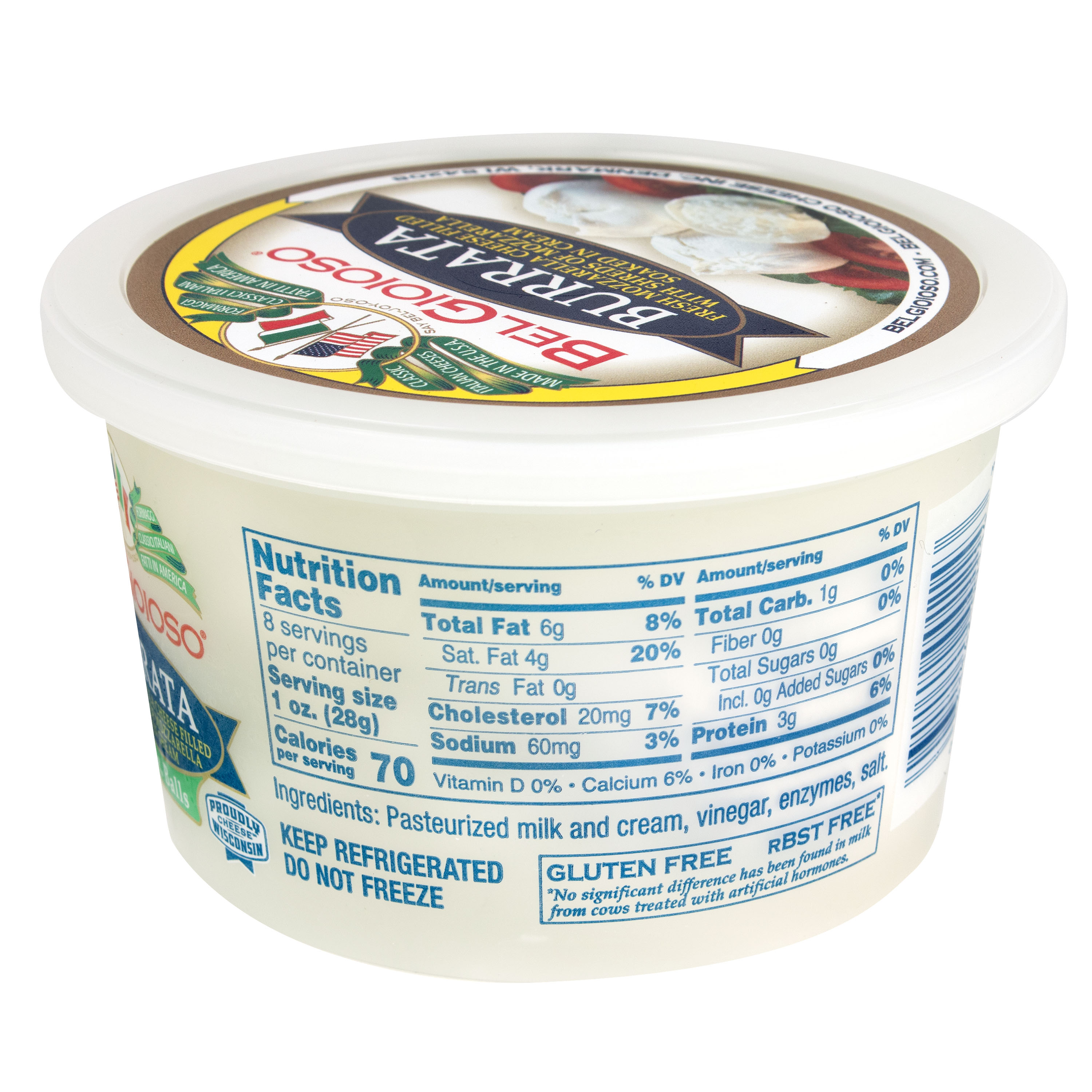 BelGioioso Burrata Cheese Filled with Mozzarella and Cream, 8 oz Refrigerated Plastic Cup thumbnail 4