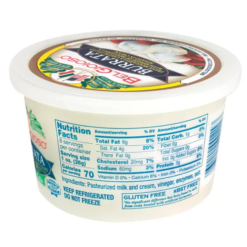 BelGioioso Burrata Cheese Filled with Mozzarella and Cream, 8 oz Refrigerated Plastic Cup thumbnail 4