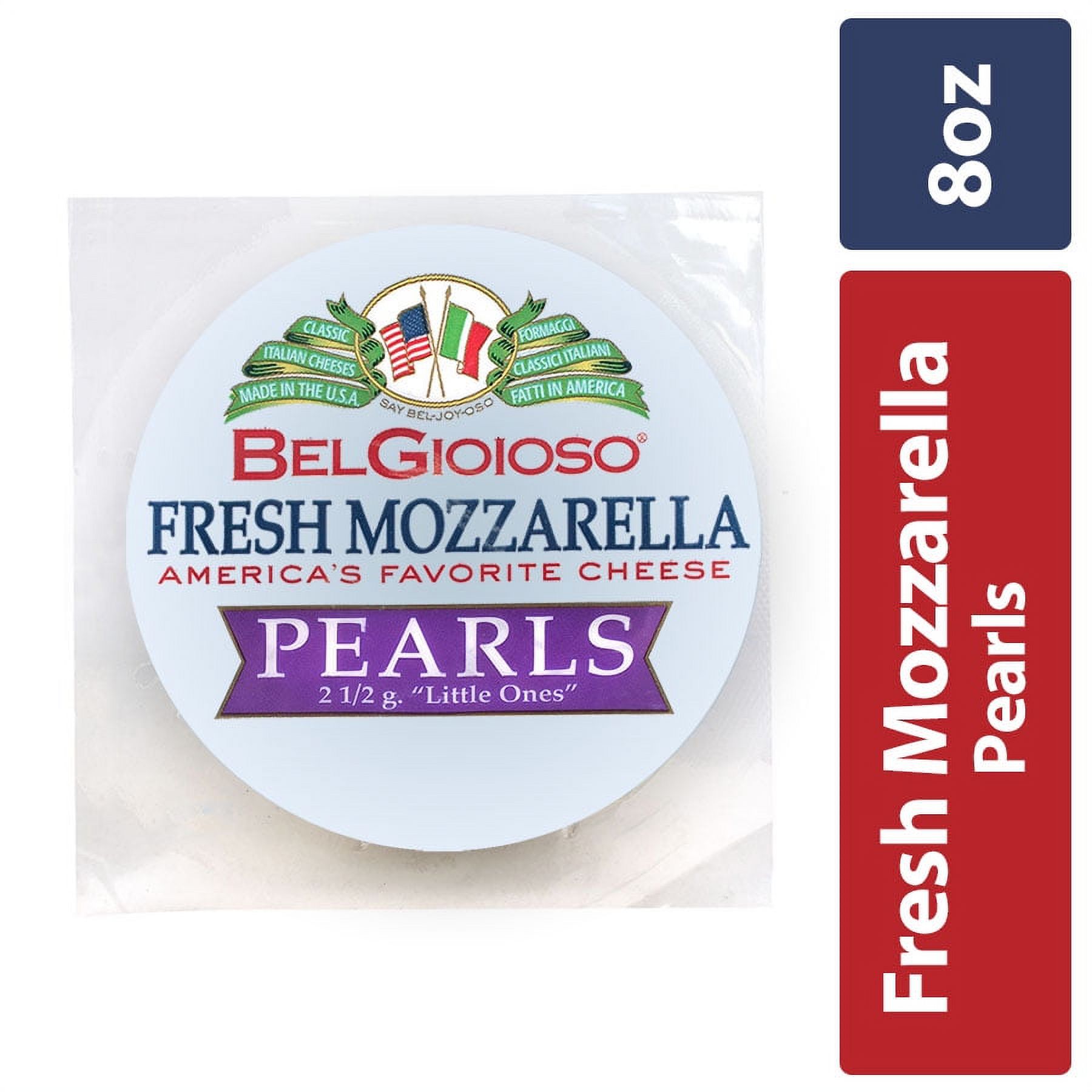 BelGioioso Fresh Mozzarella Cheese Pearls Mini Snacking Cheese, 8 oz Refrigerated Plastic Packet